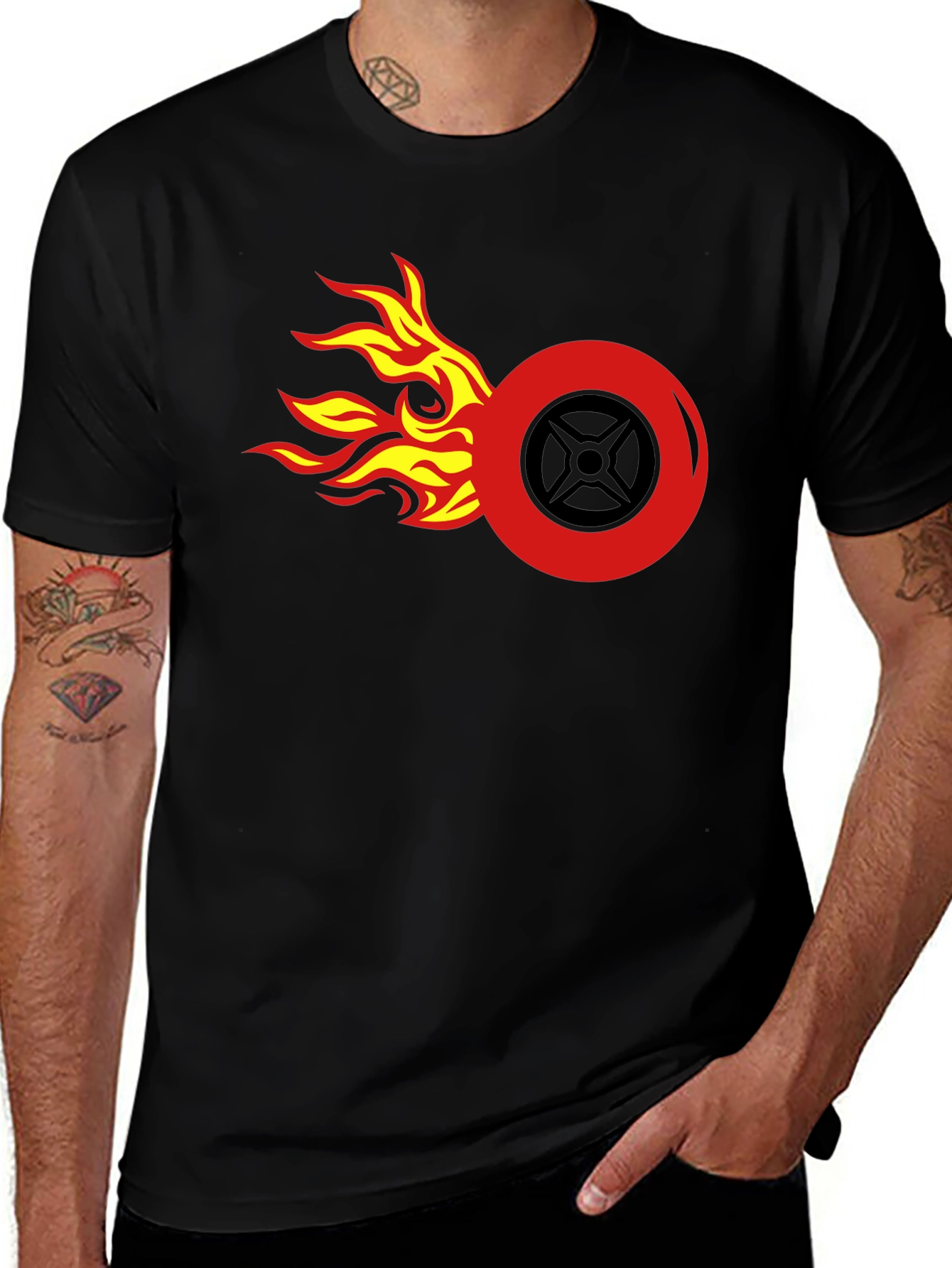 Flame Wheel Graphic Tee - Mens Black T-Shirt