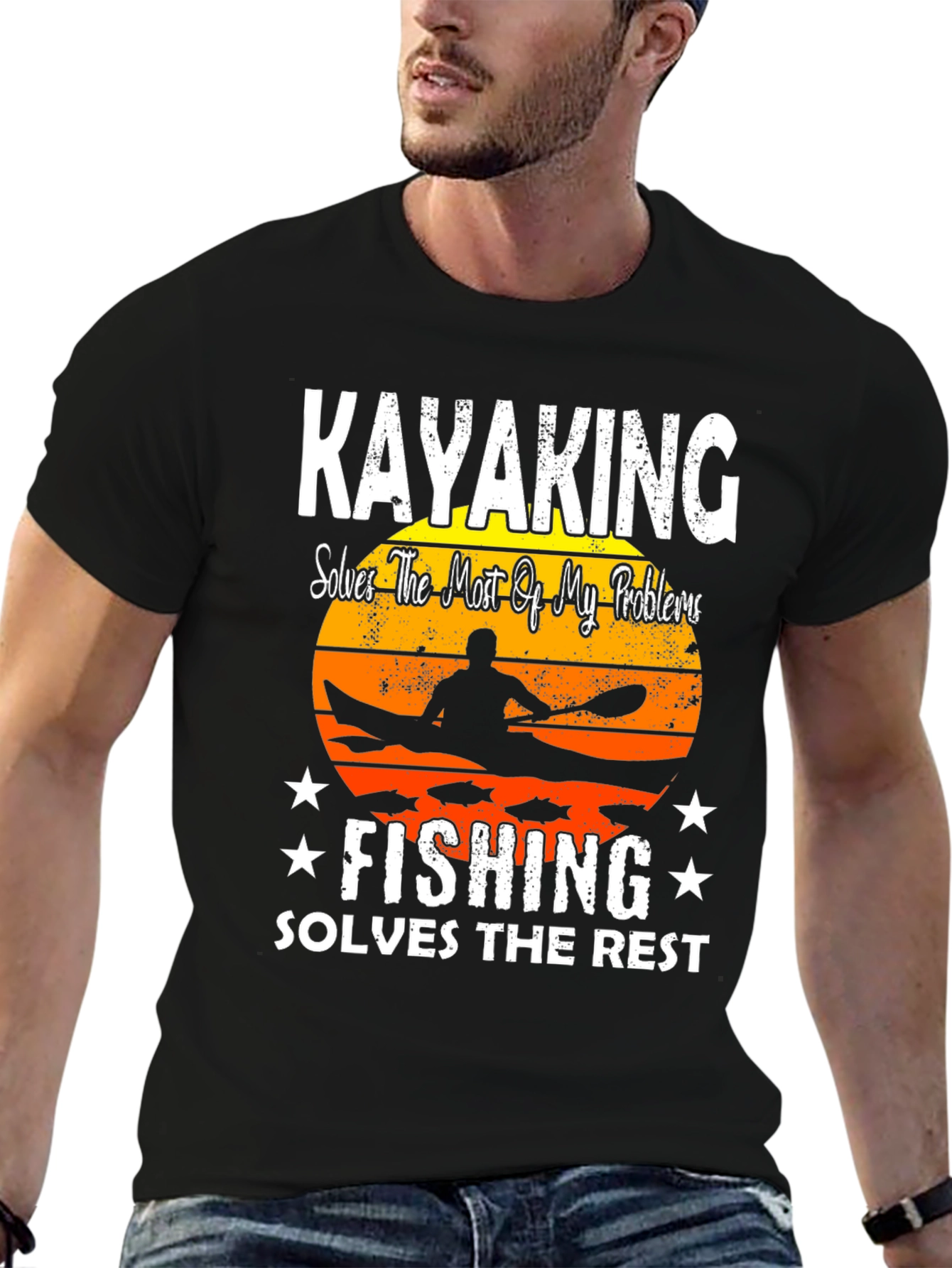 Kayaking and Fishing Graphic T-Shirt
