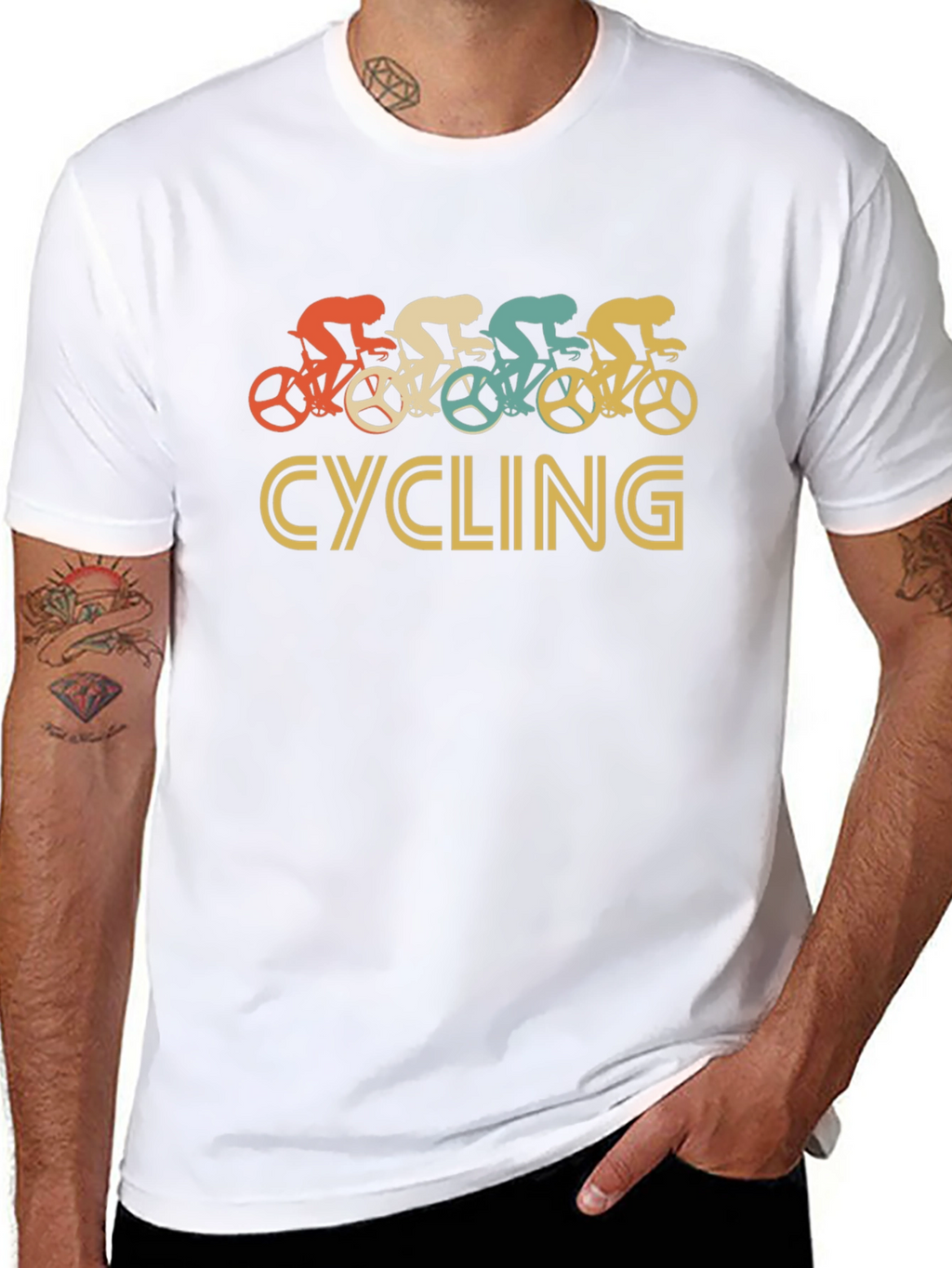 Retro Cycling Graphic Tee - Black Cotton T-Shirt