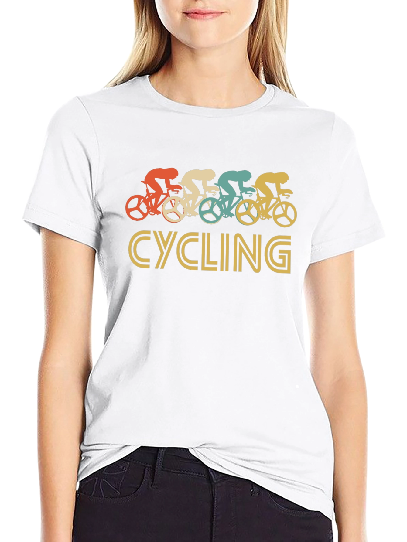 Retro Cycling Graphic Tee - Black Cotton T-Shirt
