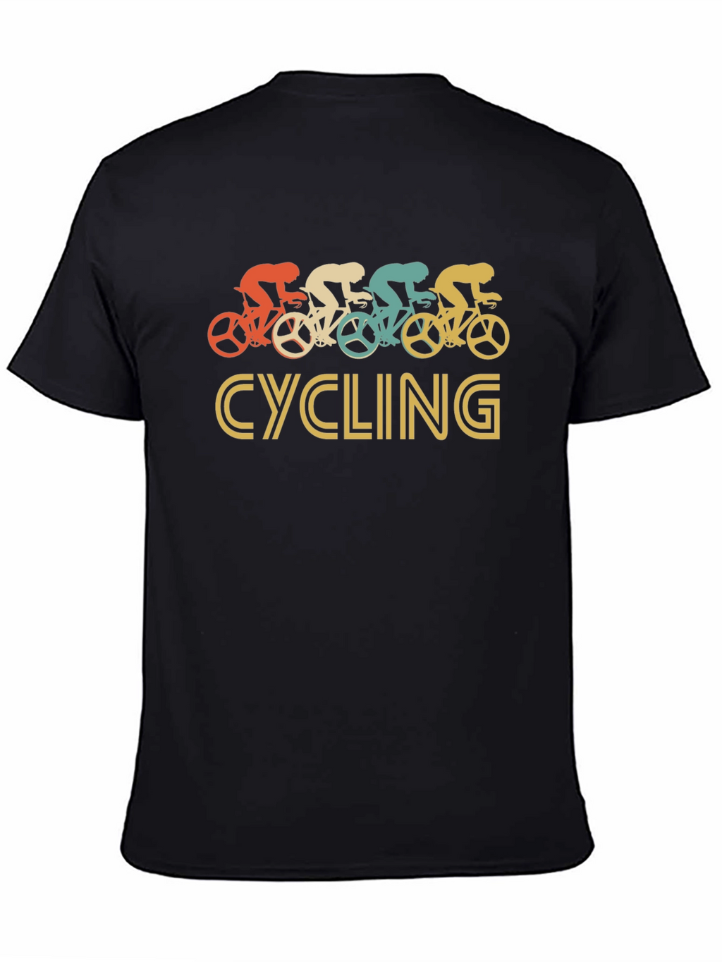 Retro Cycling Graphic Tee - Black Cotton T-Shirt