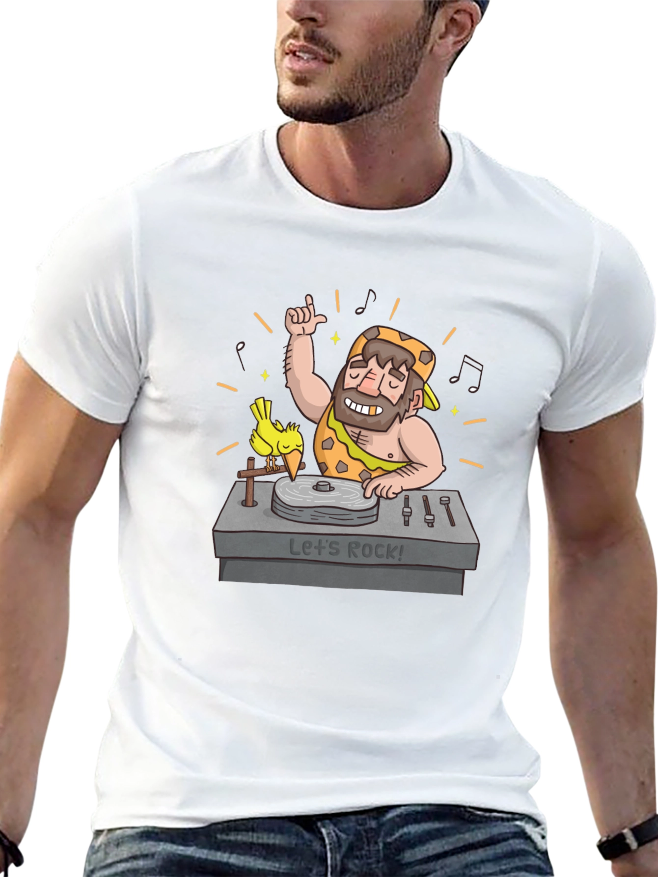 Caveman DJ T-Shirt - Lets Rock!
