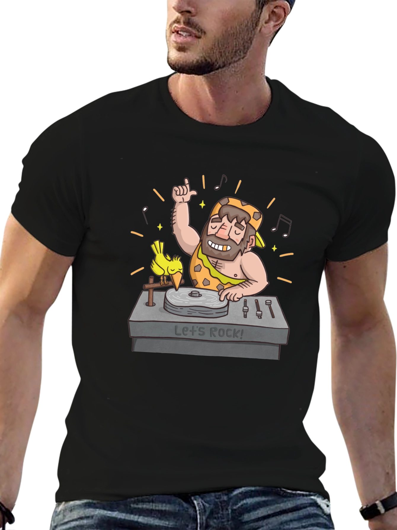 Caveman DJ T-Shirt - Lets Rock!