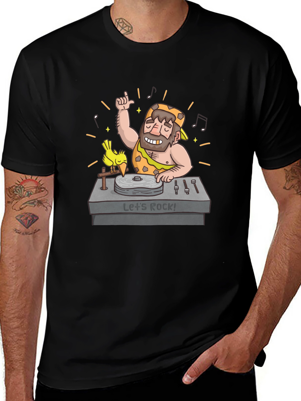 Caveman DJ T-Shirt - Lets Rock!
