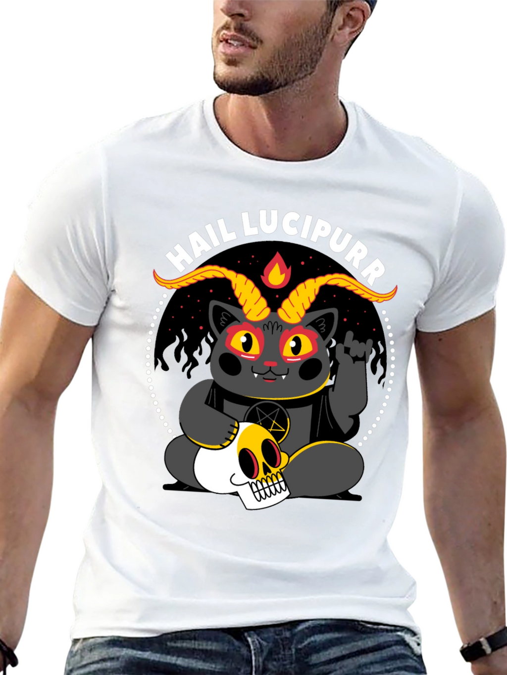 Hail Lucipurr T-Shirt - Satanic Cat Tee