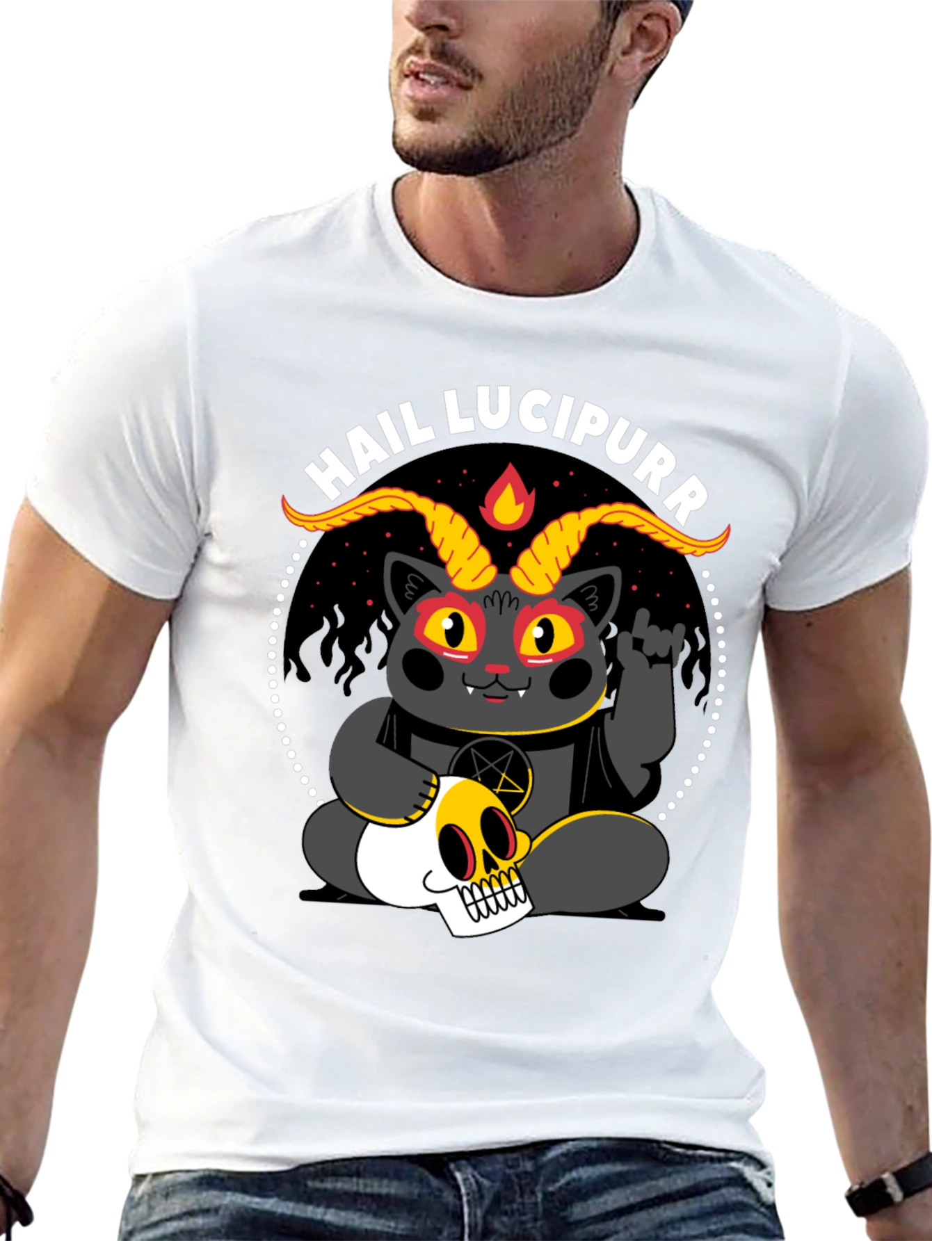 Hail Lucipurr T-Shirt - Satanic Cat Tee