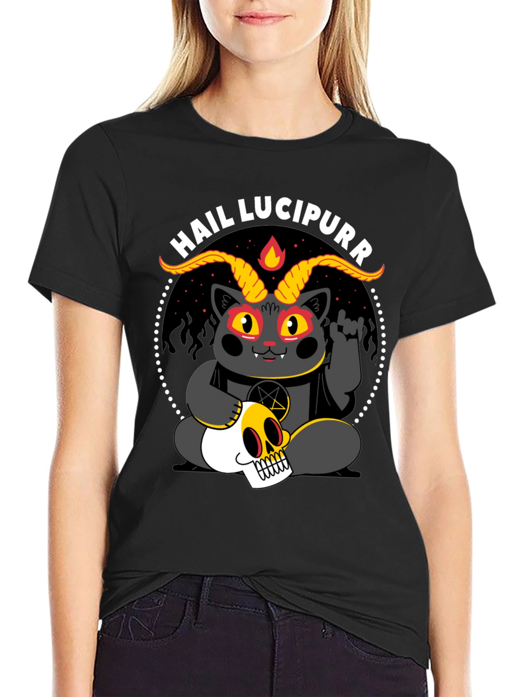 Hail Lucipurr T-Shirt - Satanic Cat Tee