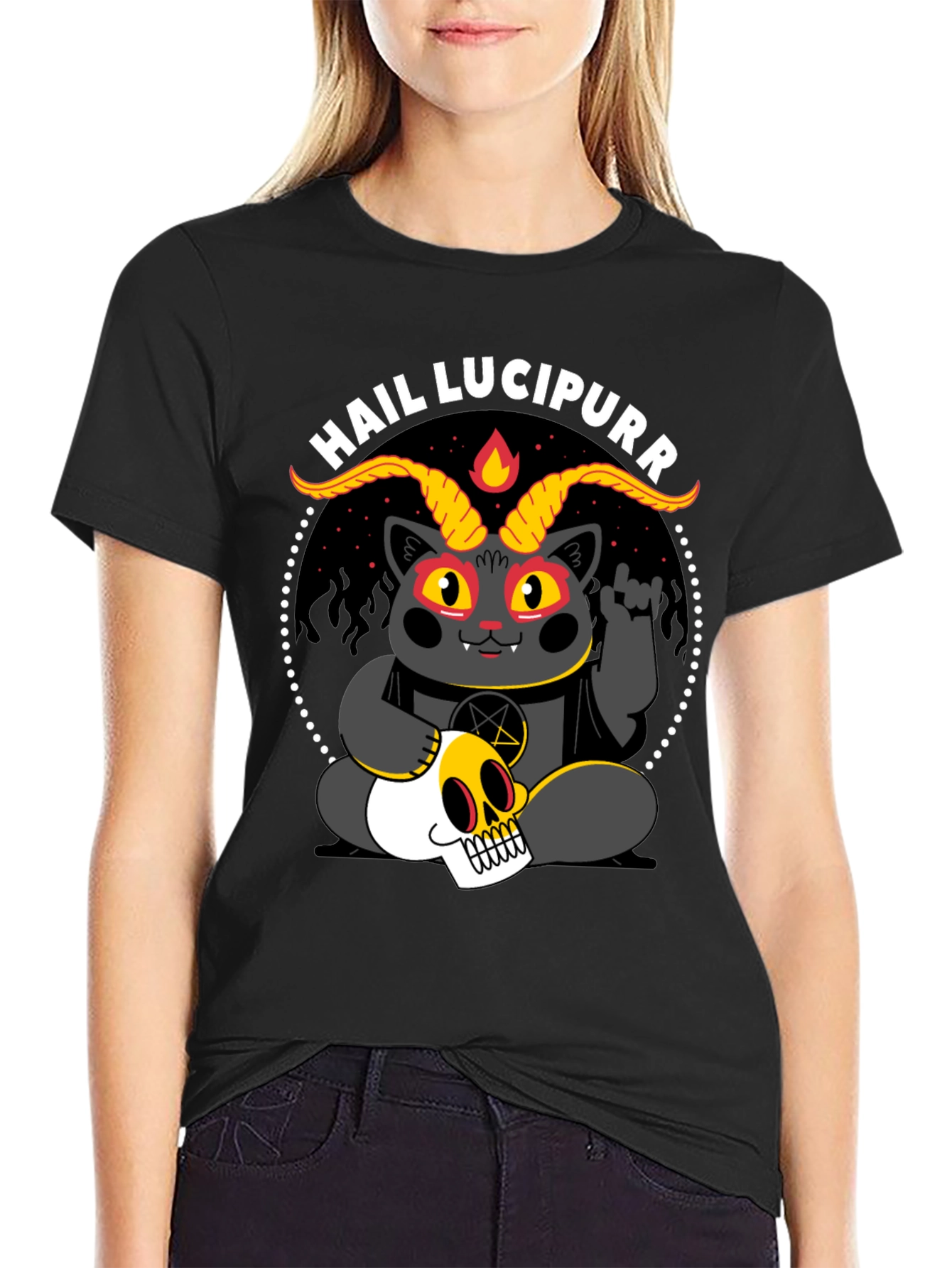 Hail Lucipurr T-Shirt - Satanic Cat Tee