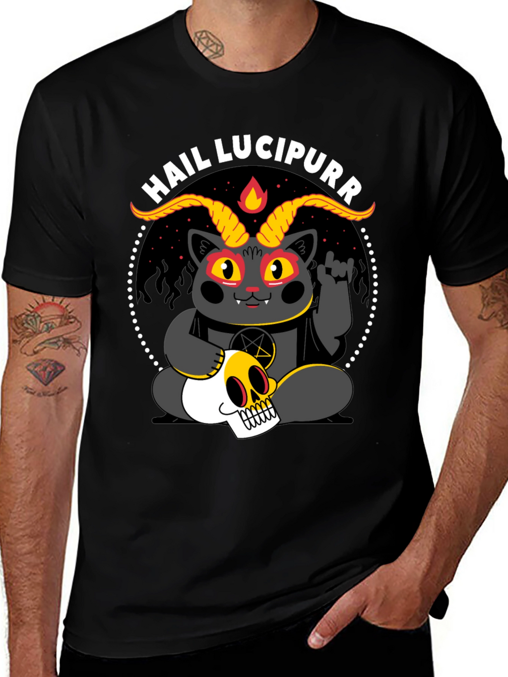 Hail Lucipurr T-Shirt - Satanic Cat Tee