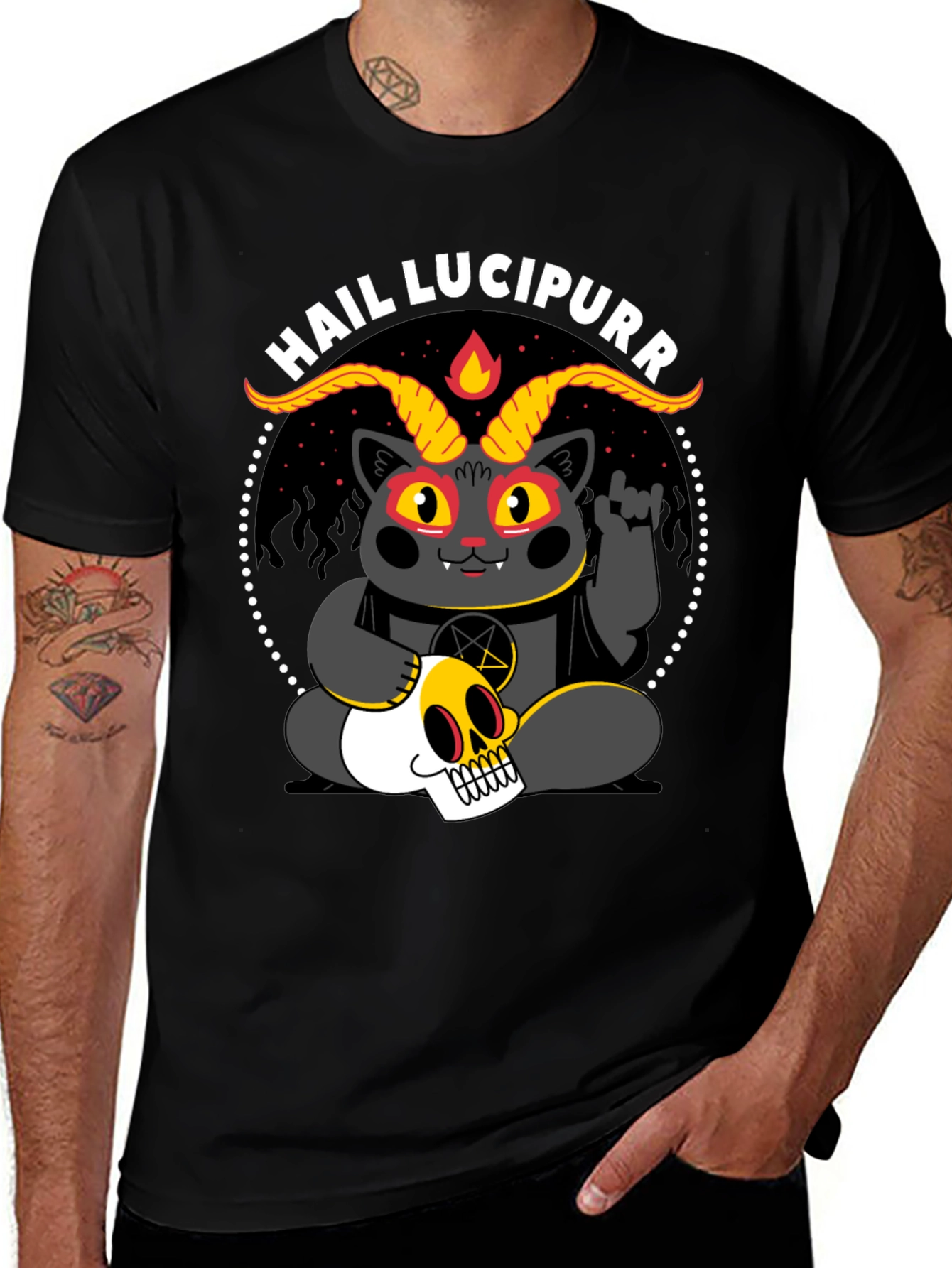 Hail Lucipurr T-Shirt - Satanic Cat Tee