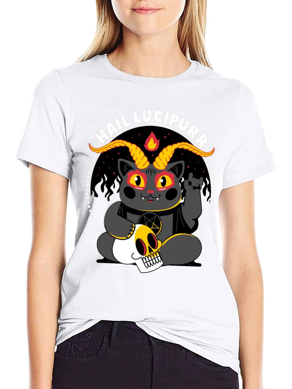 Hail Lucipurr T-Shirt - Satanic Cat Tee