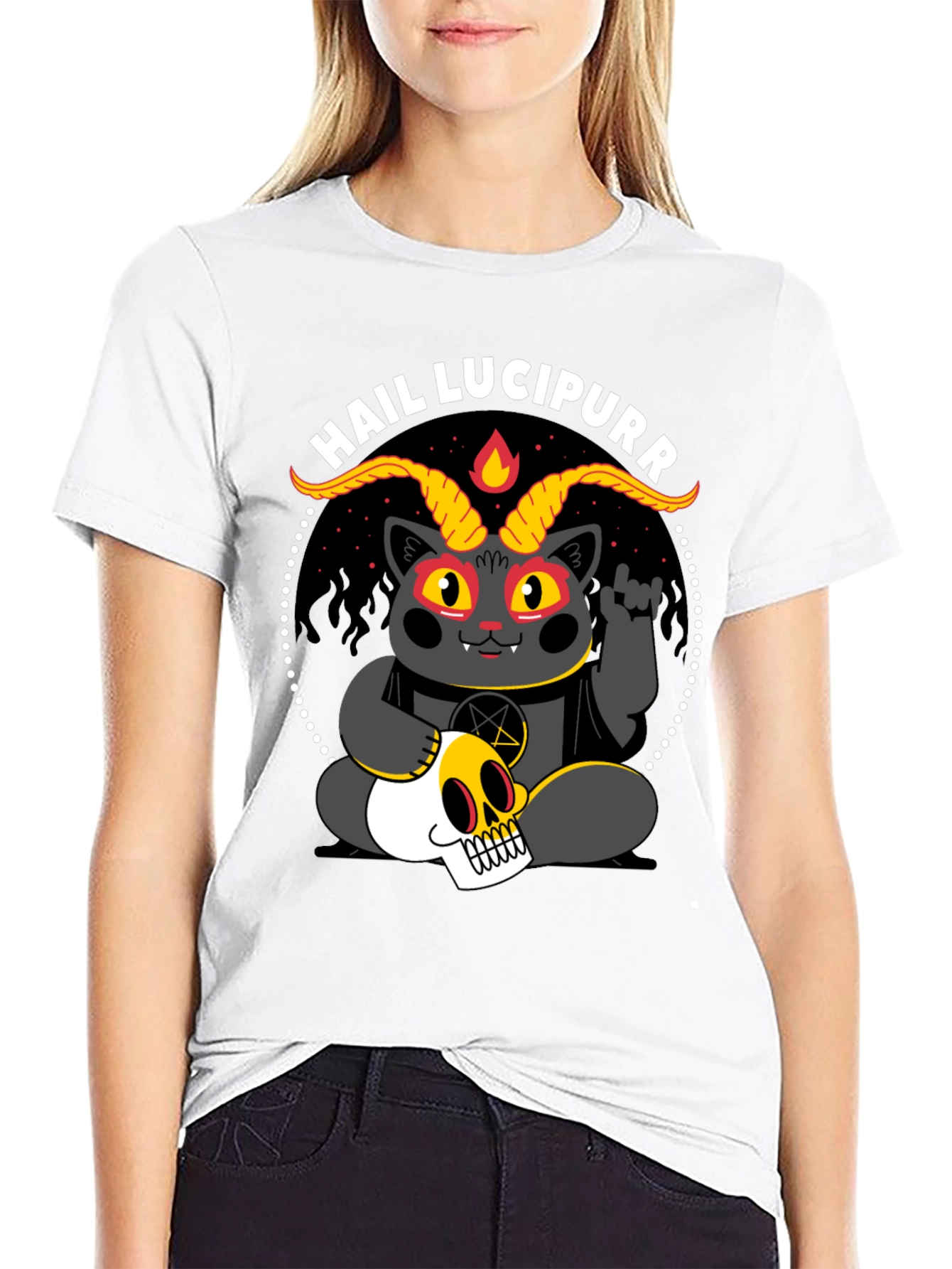Hail Lucipurr T-Shirt - Satanic Cat Tee