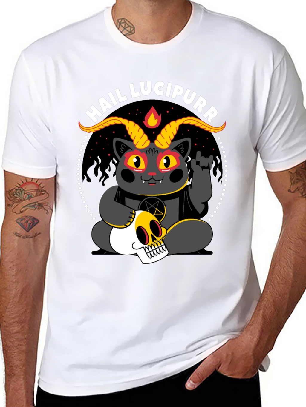 Hail Lucipurr T-Shirt - Satanic Cat Tee