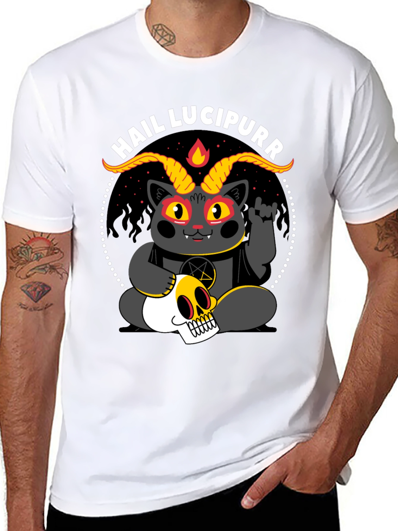 Hail Lucipurr T-Shirt - Satanic Cat Tee