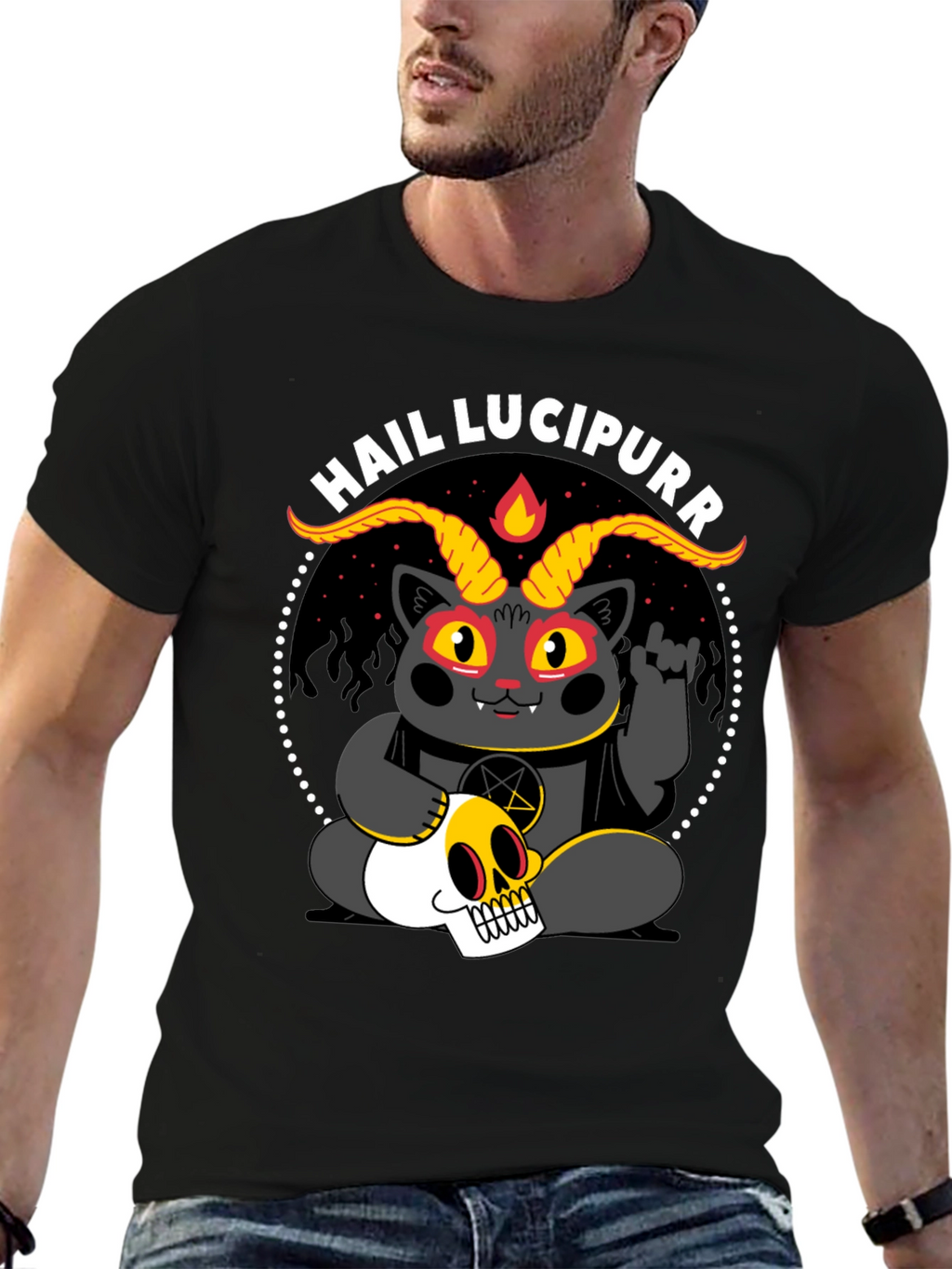 Hail Lucipurr T-Shirt - Satanic Cat Tee