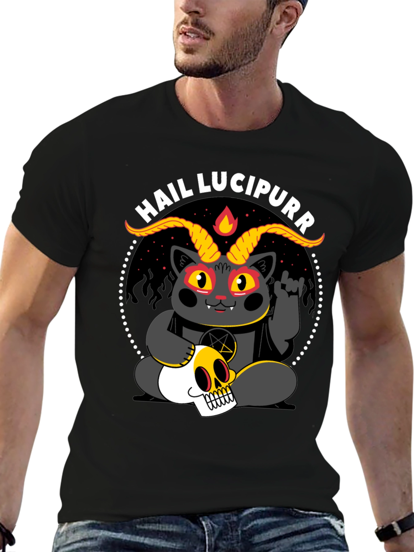 Hail Lucipurr T-Shirt - Satanic Cat Tee