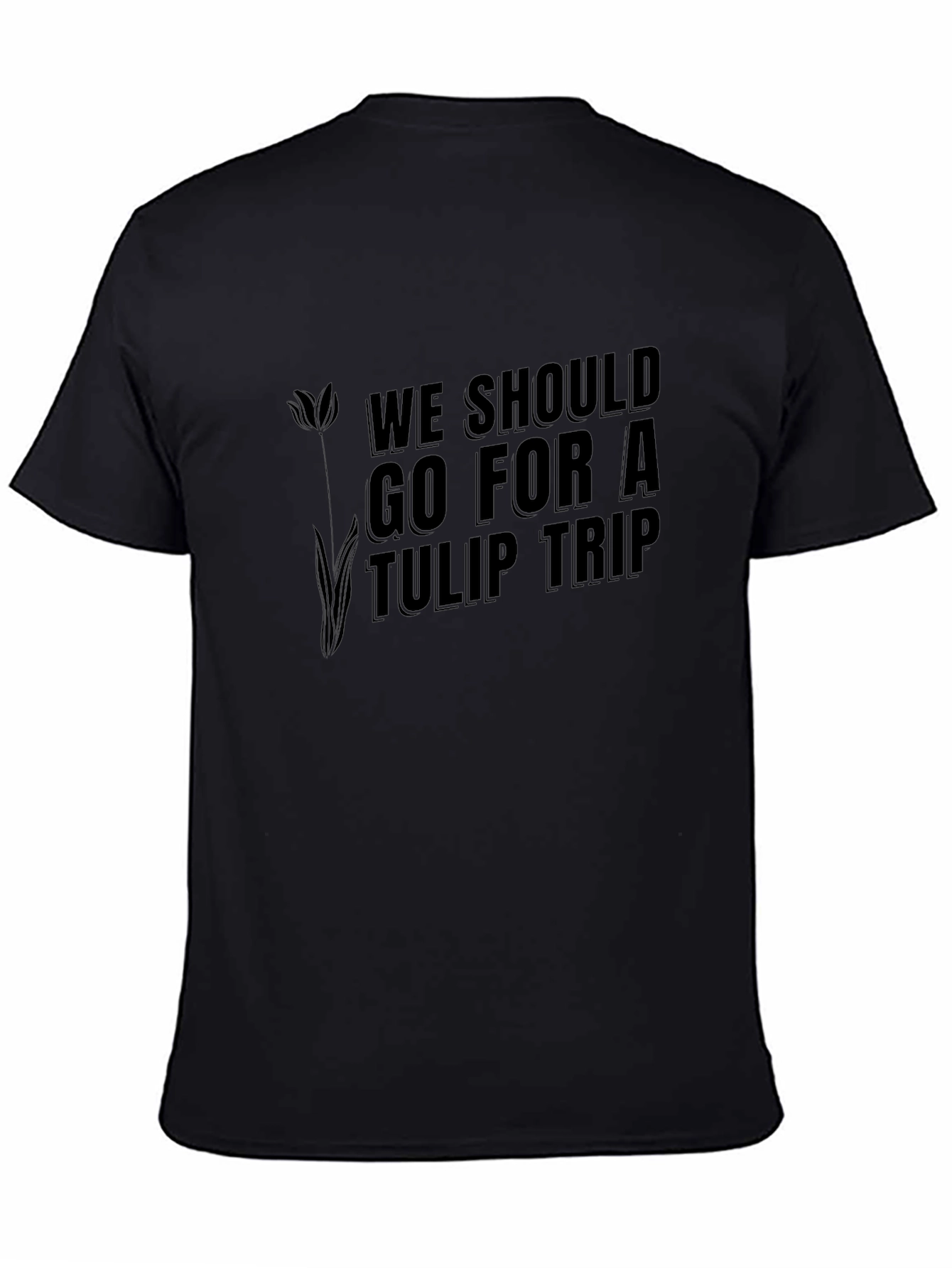 Tulip Trip Graphic Tee - Black Crew Neck