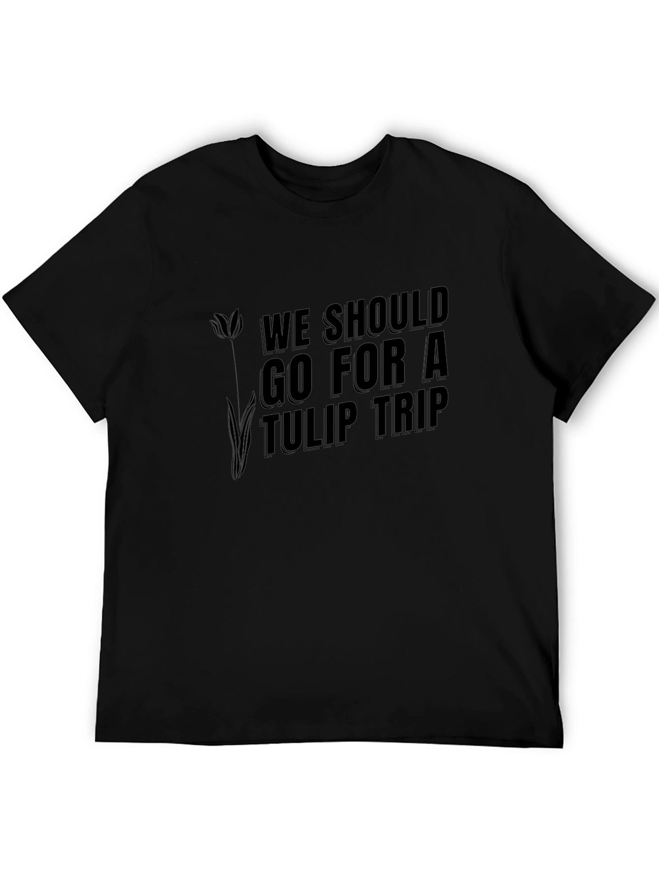 Tulip Trip Graphic Tee - Black Crew Neck