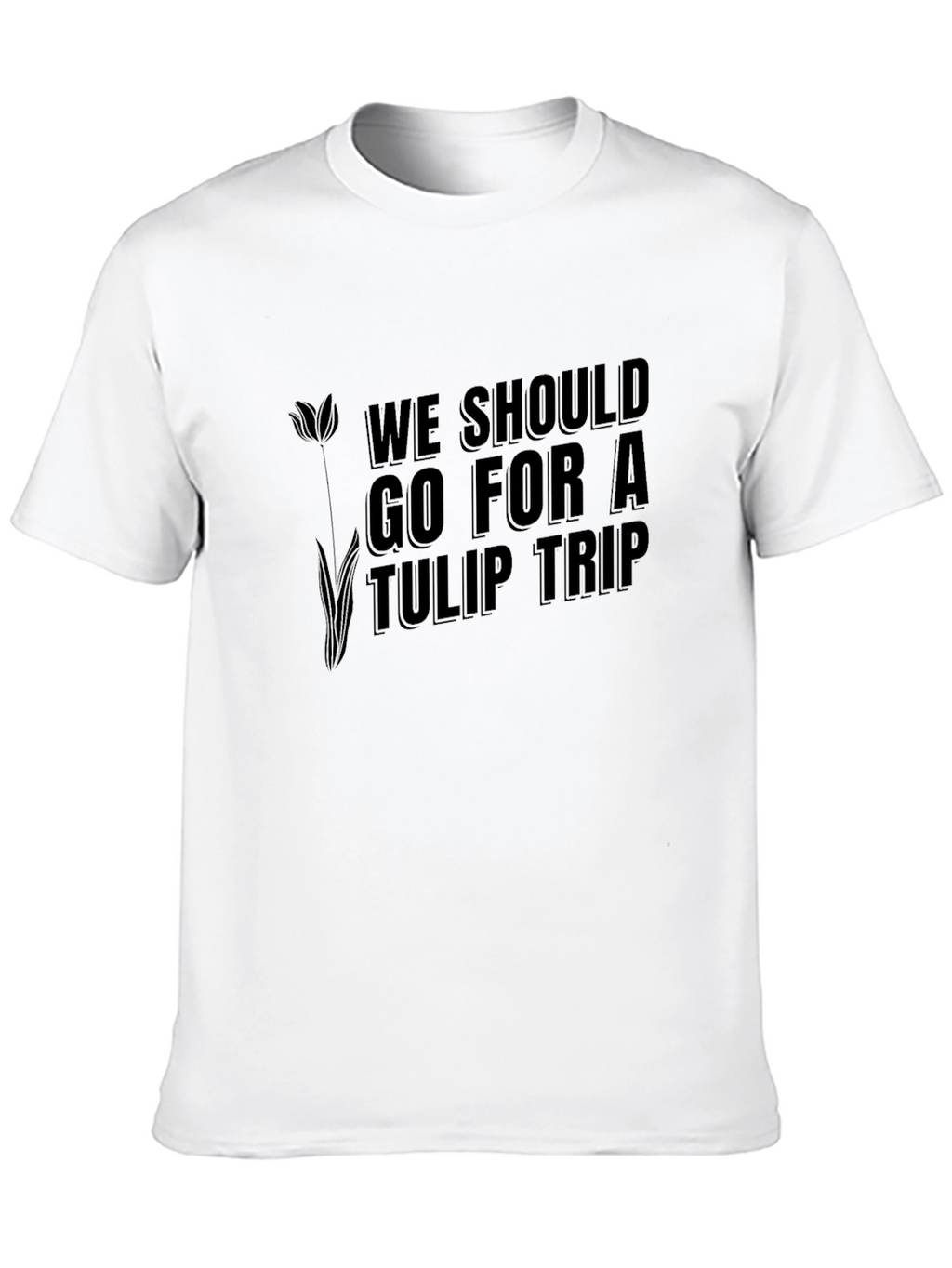 Tulip Trip Graphic Tee - Black Crew Neck