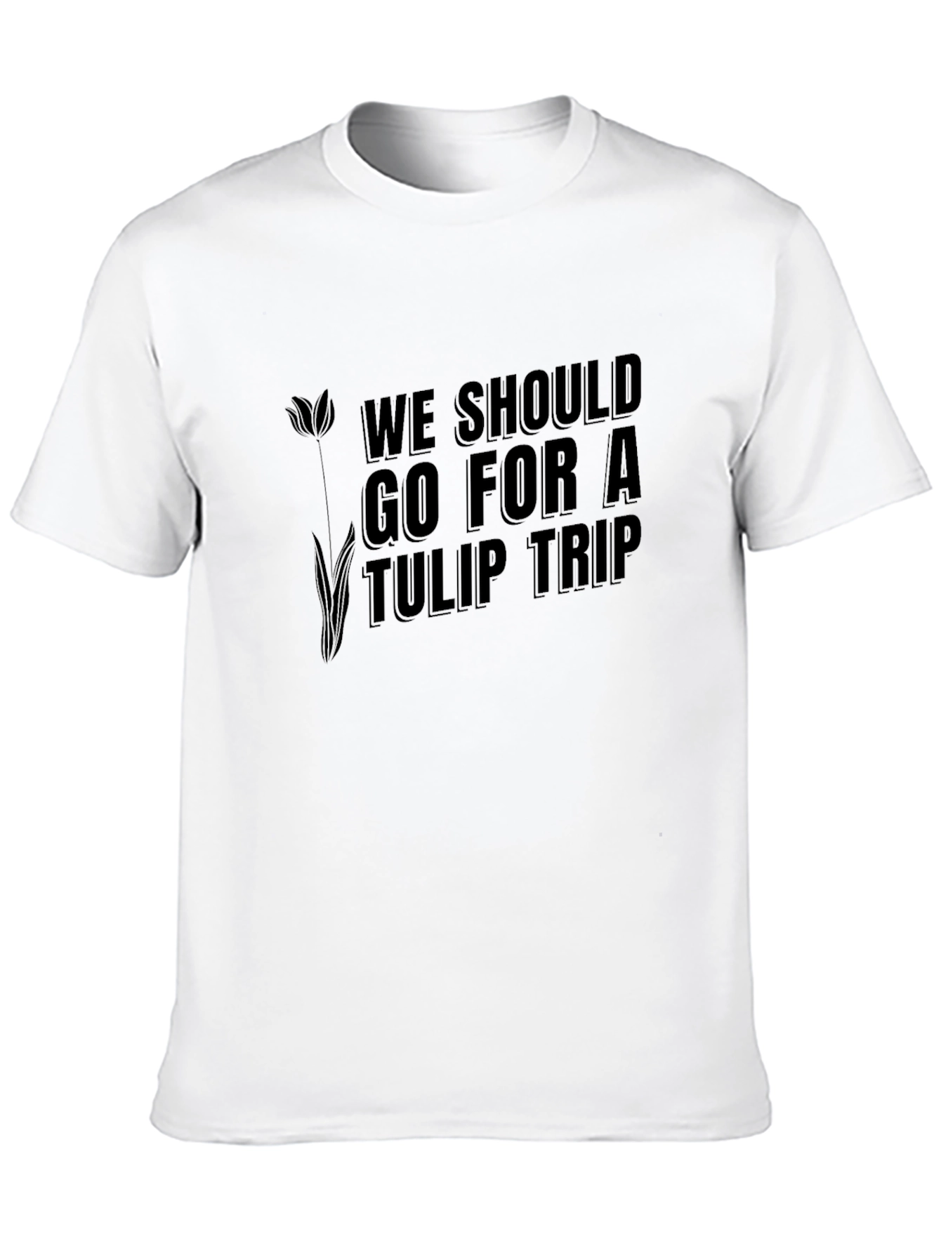 Tulip Trip Graphic Tee - Black Crew Neck