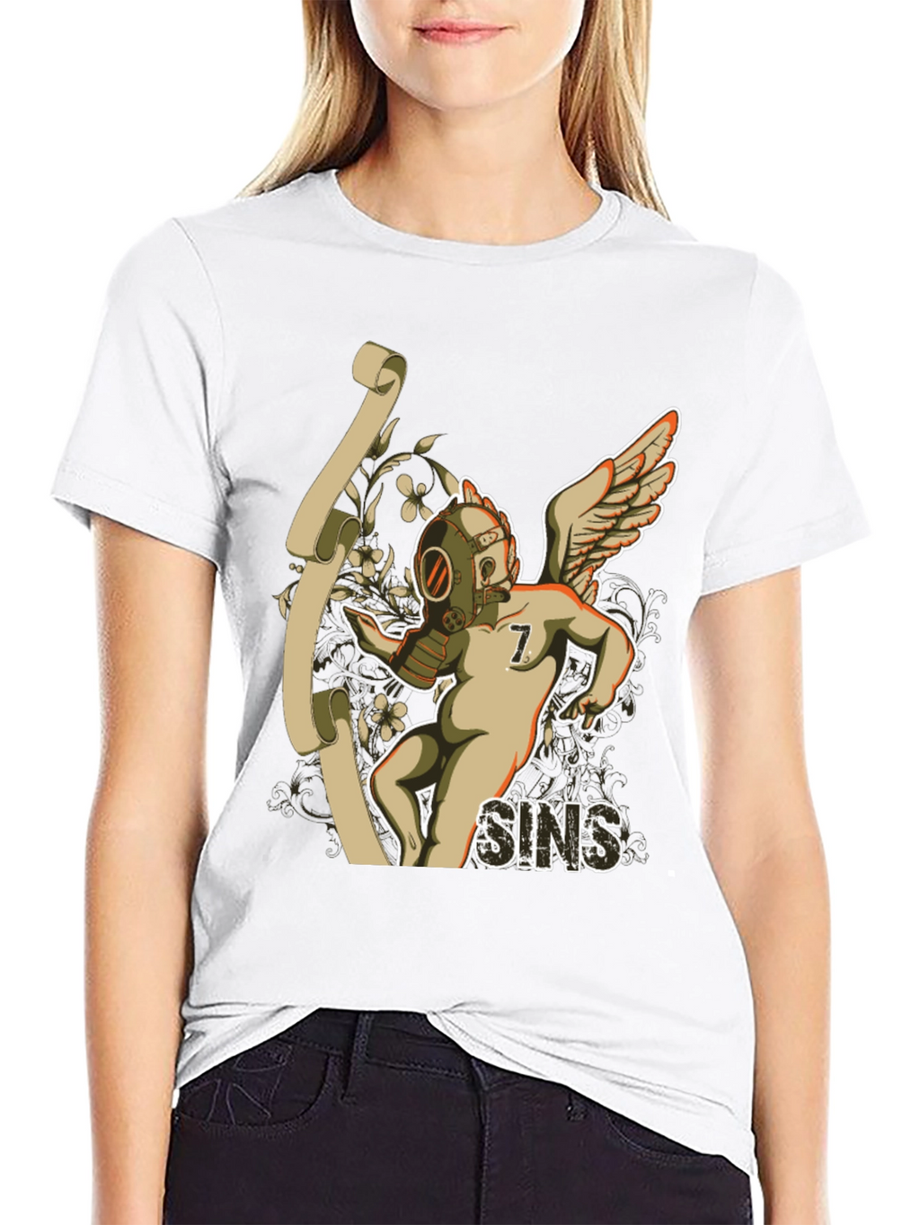 Seven Sins T-Shirt - Gas Mask Angel Graphic Tee