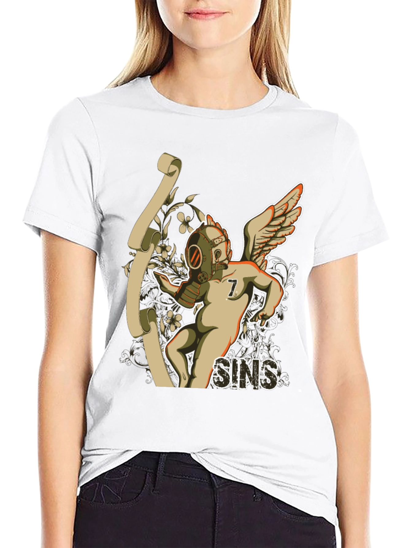 Seven Sins T-Shirt - Gas Mask Angel Graphic Tee