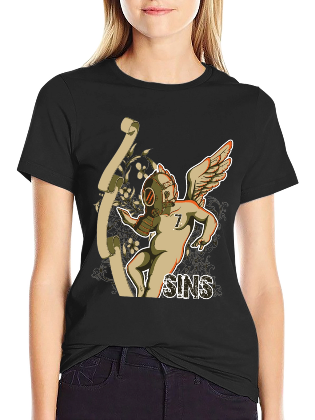Seven Sins T-Shirt - Gas Mask Angel Graphic Tee