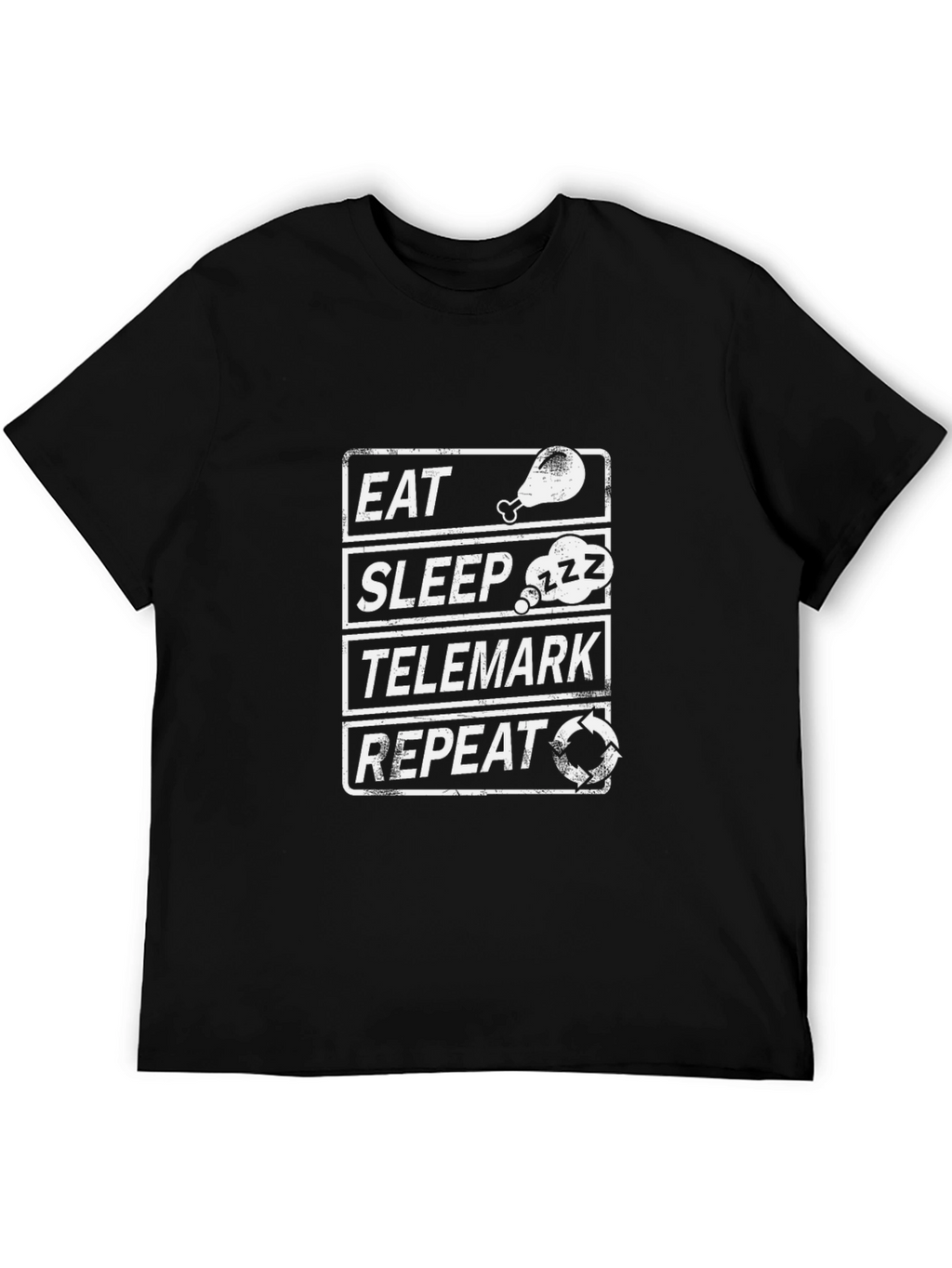 Eat Sleep Telemark Repeat Black T-Shirt