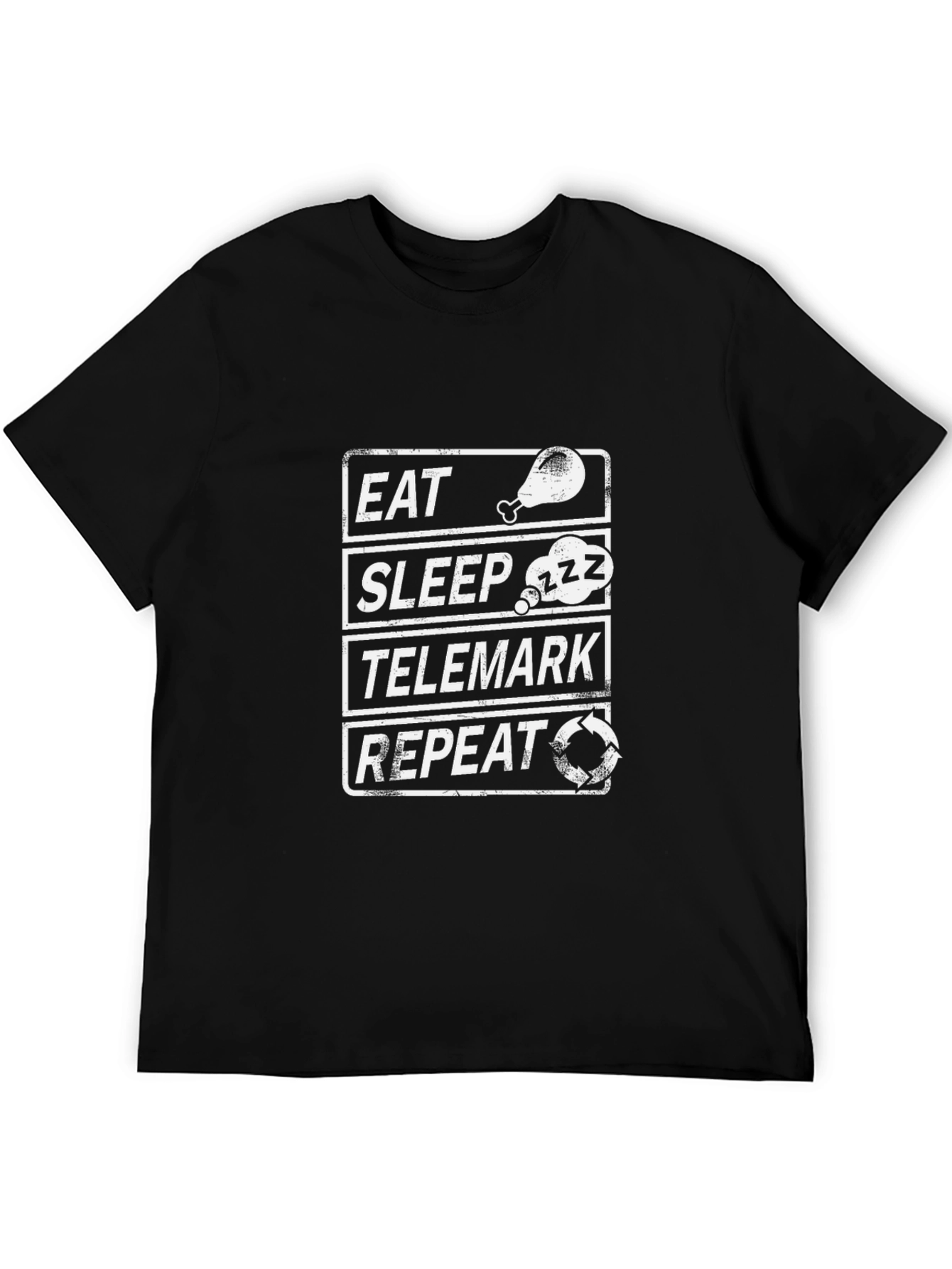 Eat Sleep Telemark Repeat Black T-Shirt