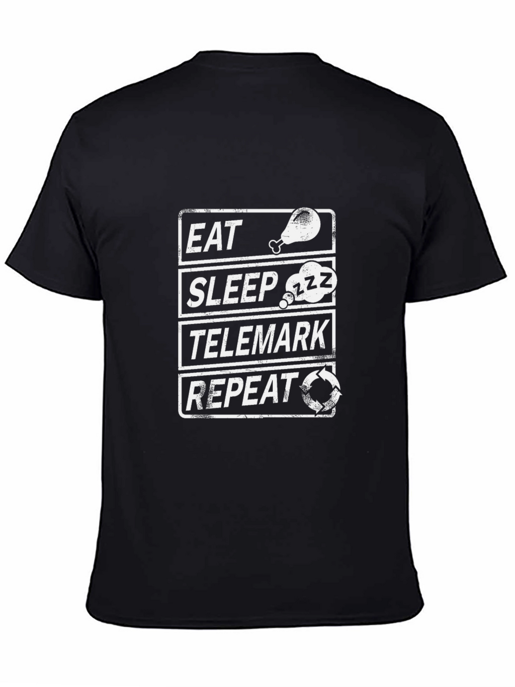 Eat Sleep Telemark Repeat Black T-Shirt
