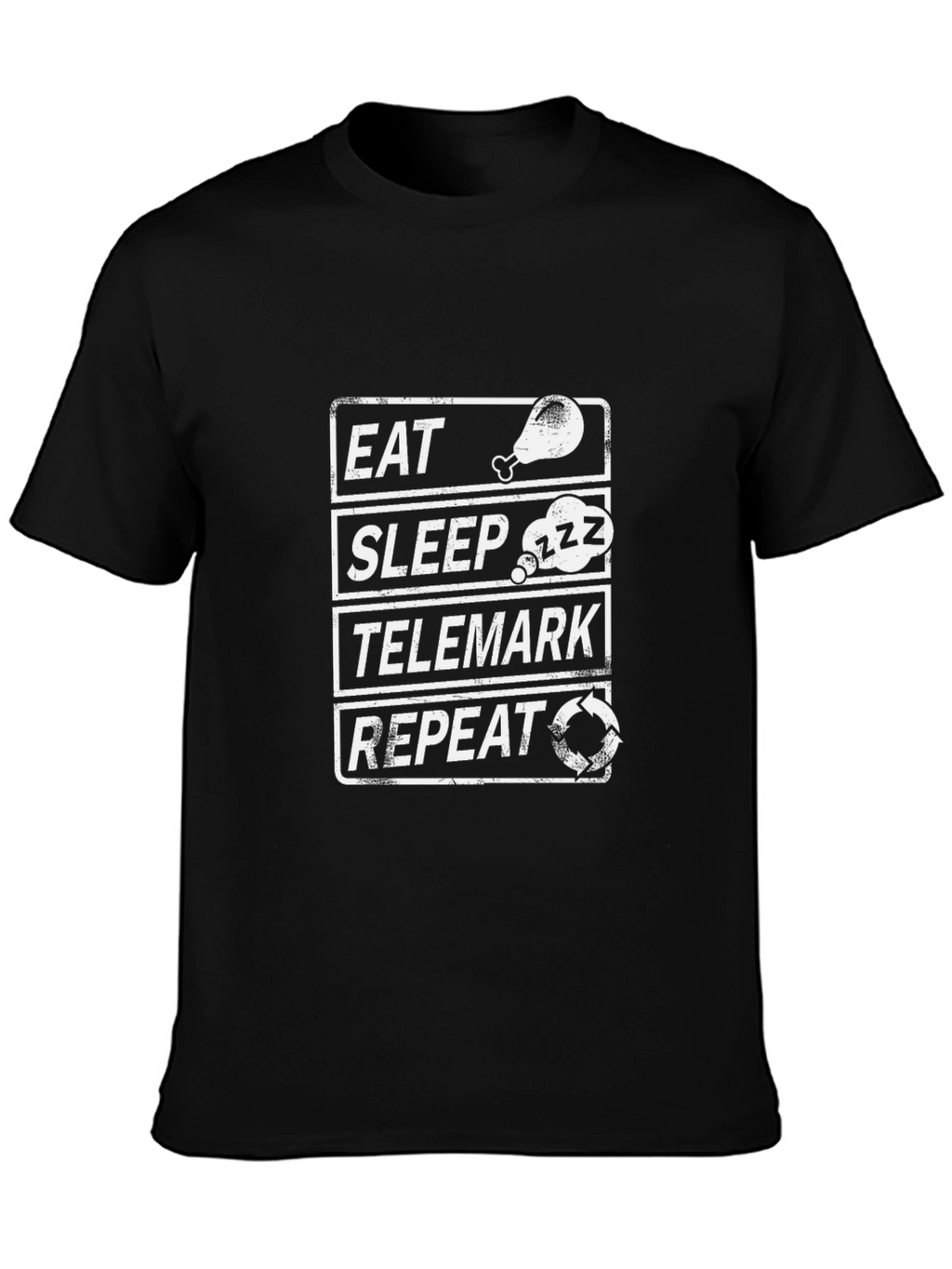 Eat Sleep Telemark Repeat Black T-Shirt