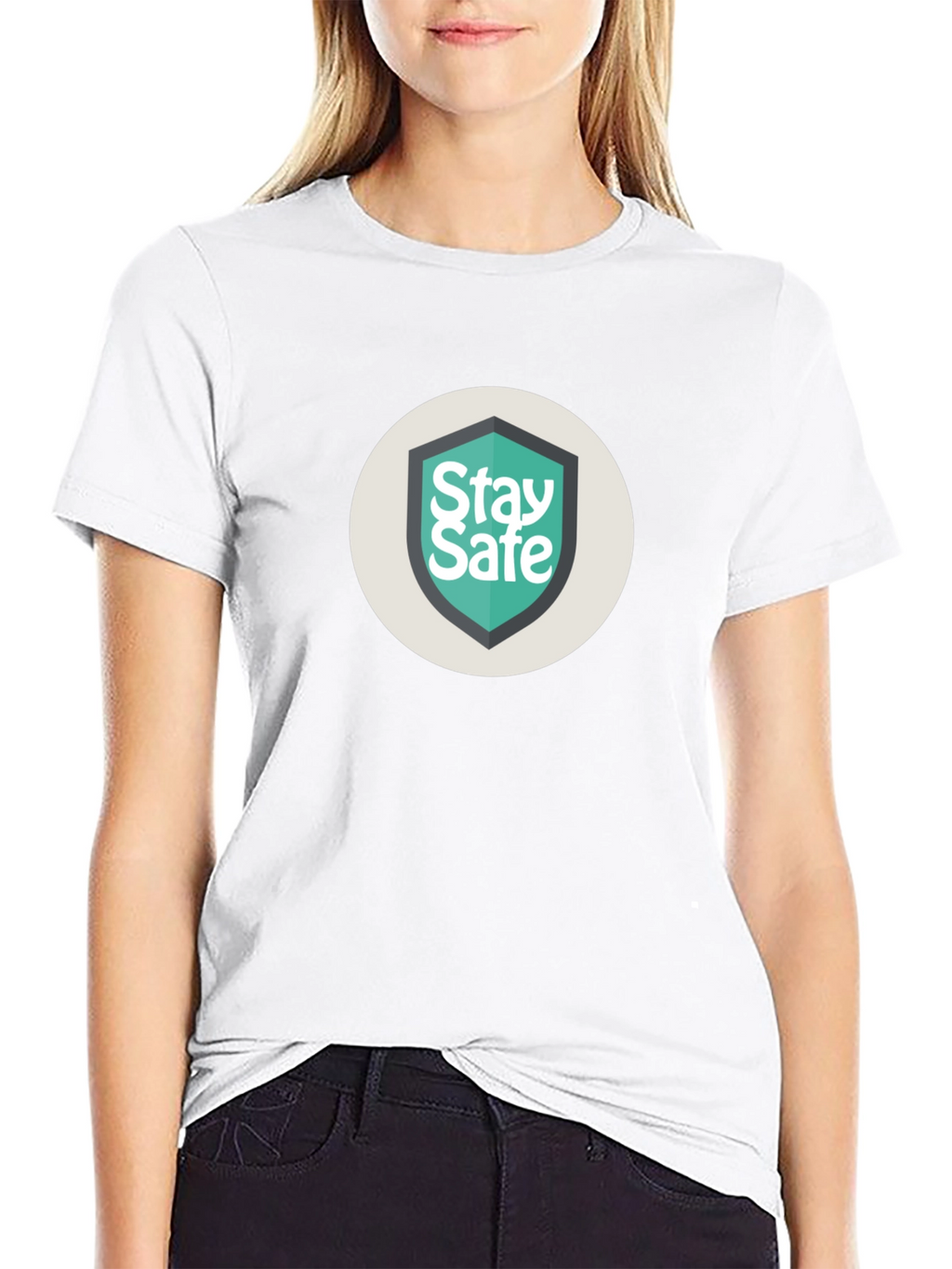 Stay Safe Graphic Print Black Tee