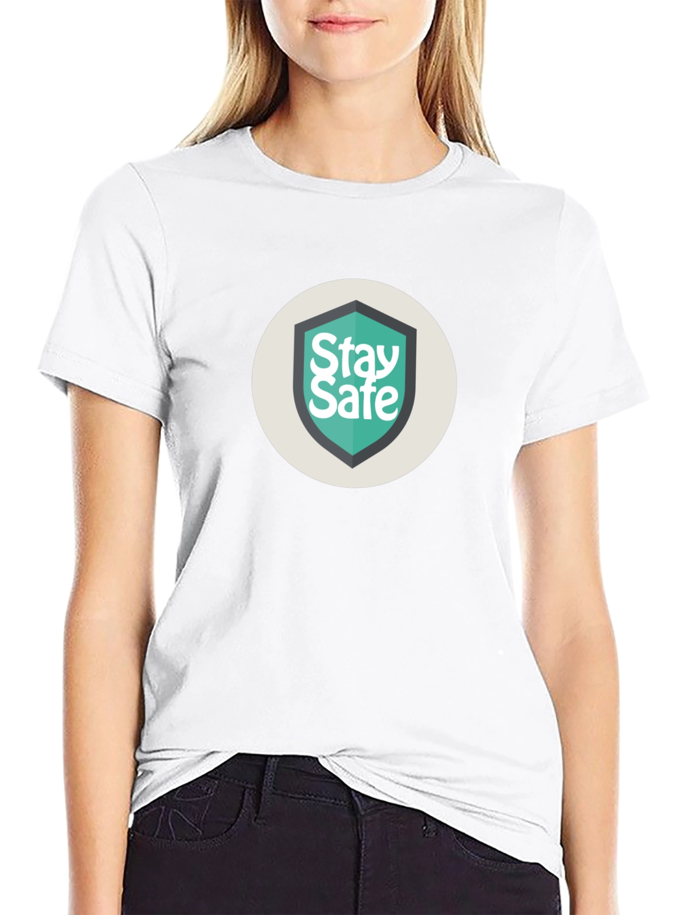 Stay Safe Graphic Print Black Tee