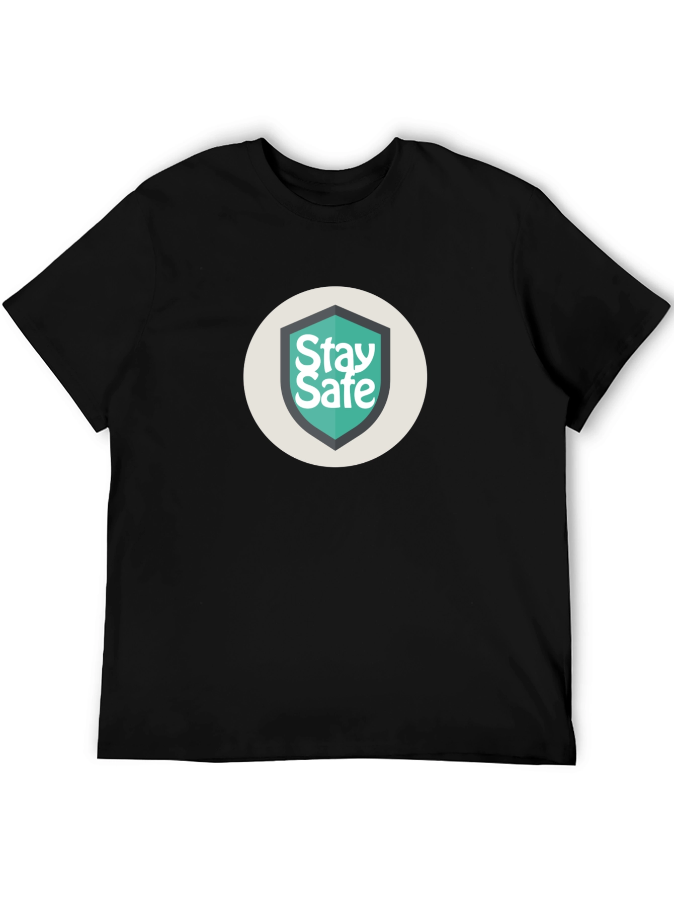 Stay Safe Graphic Print Black Tee