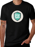 Stay Safe Graphic Print Black Tee