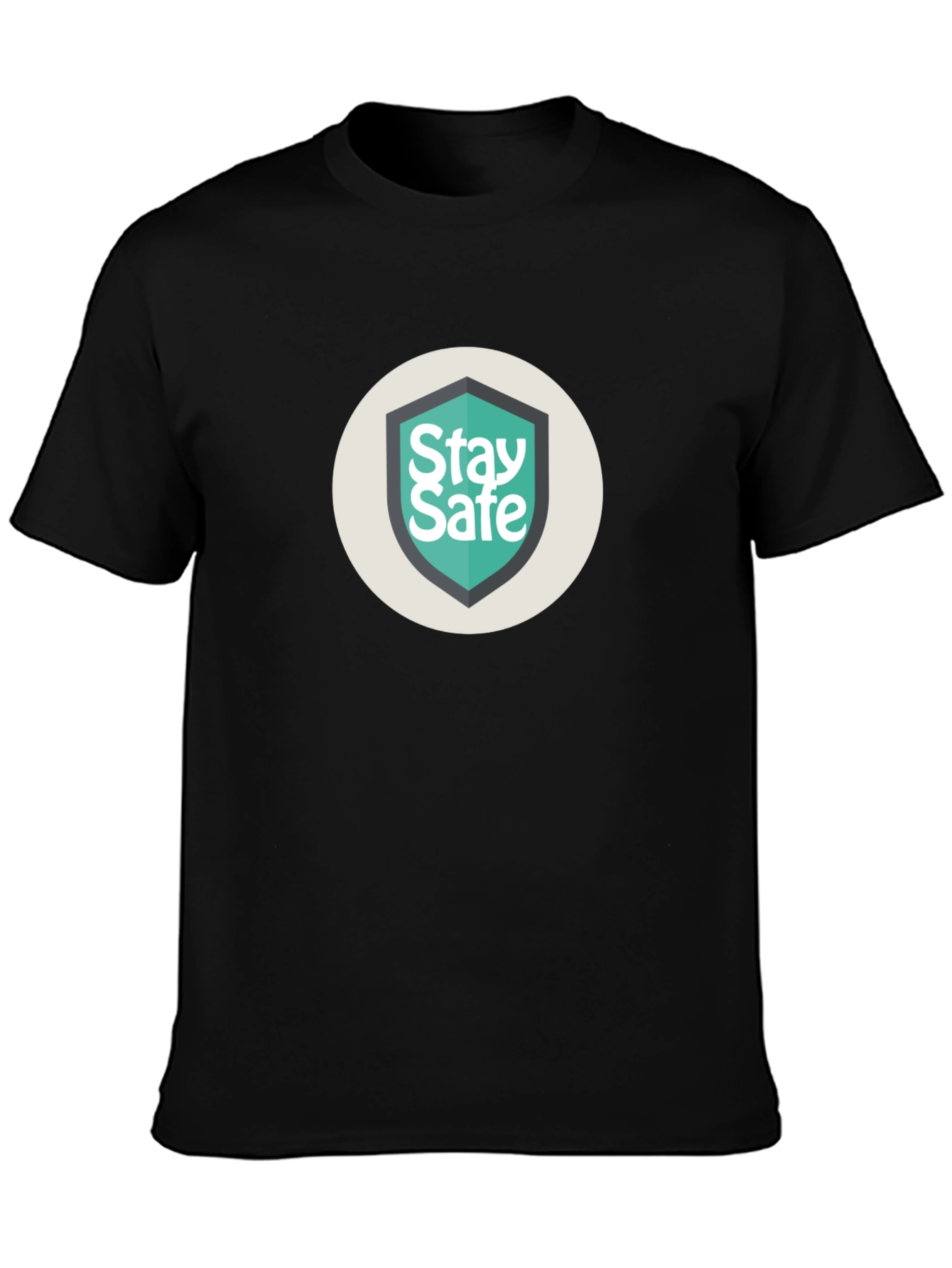 Stay Safe Graphic Print Black Tee