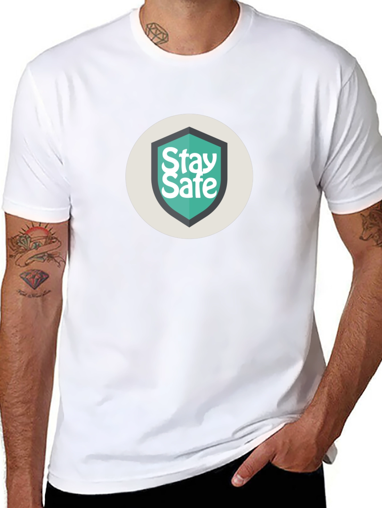 Stay Safe Graphic Print Black Tee