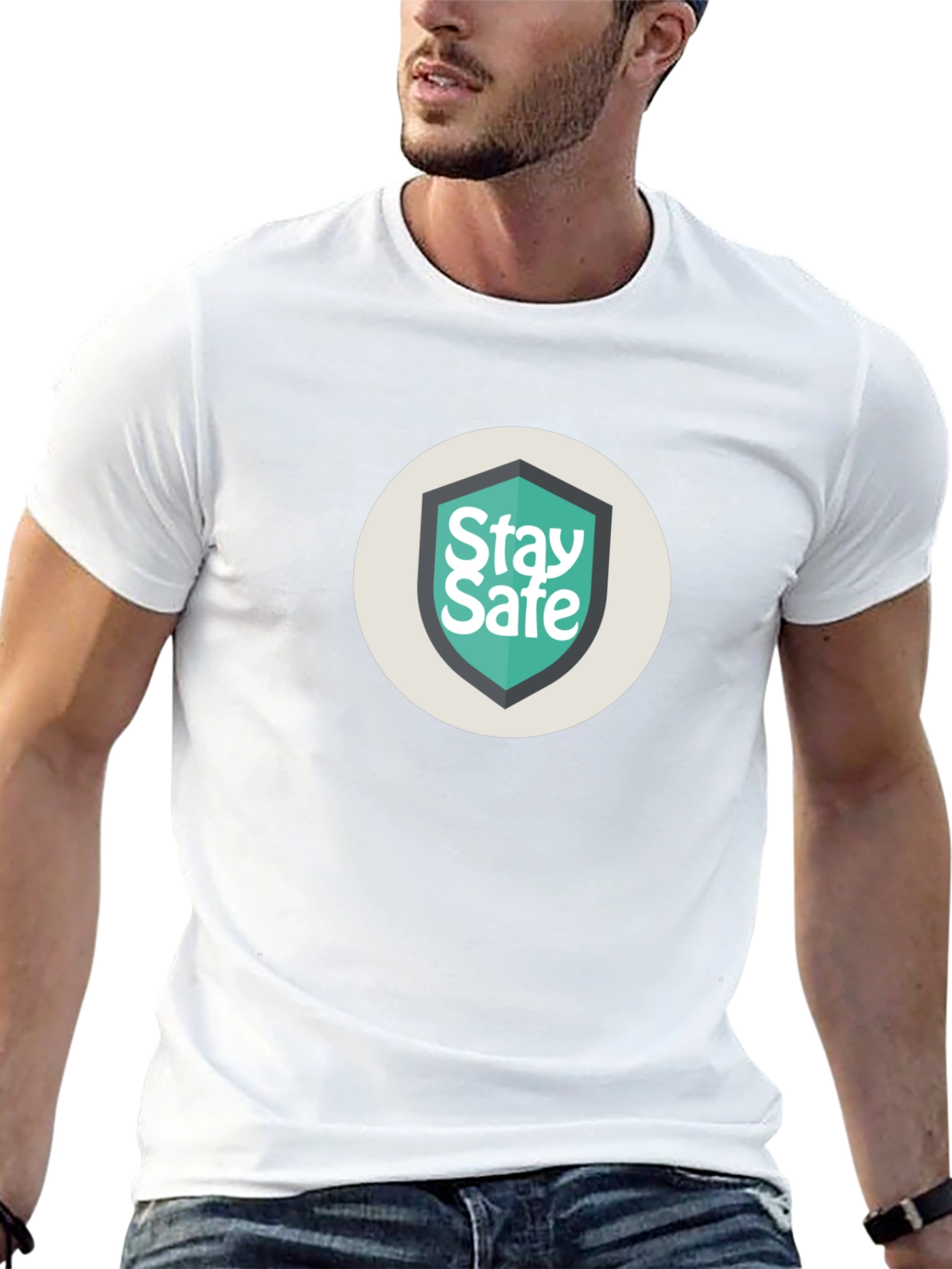 Stay Safe Graphic Print Black Tee