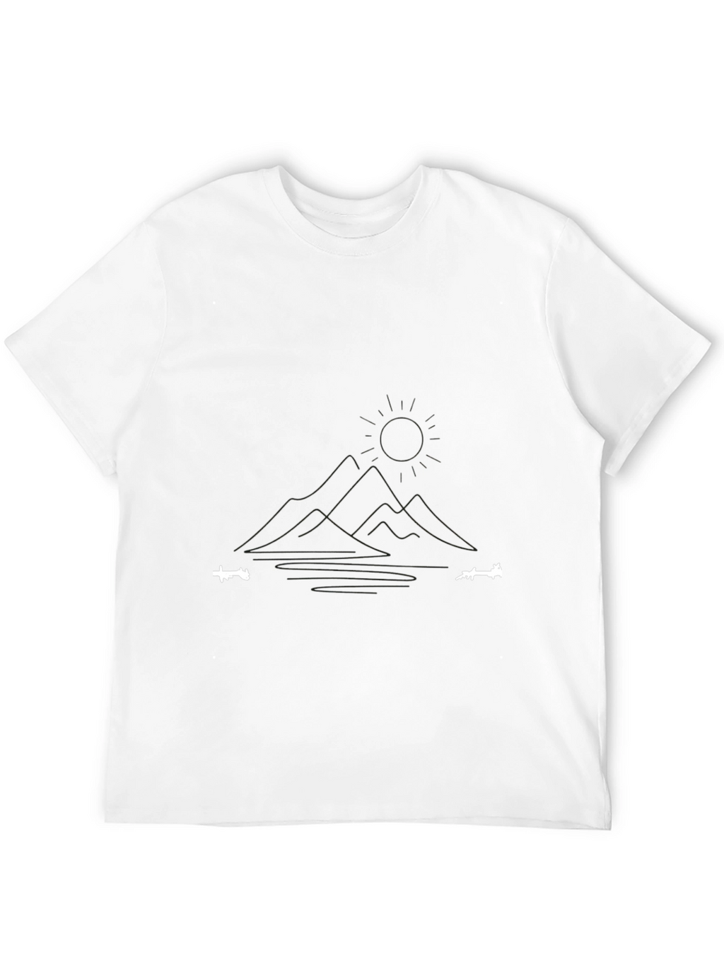 Minimalist Mountain & Lake Graphic Black T-Shirt