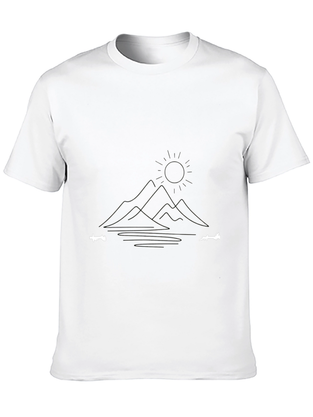 Minimalist Mountain & Lake Graphic Black T-Shirt