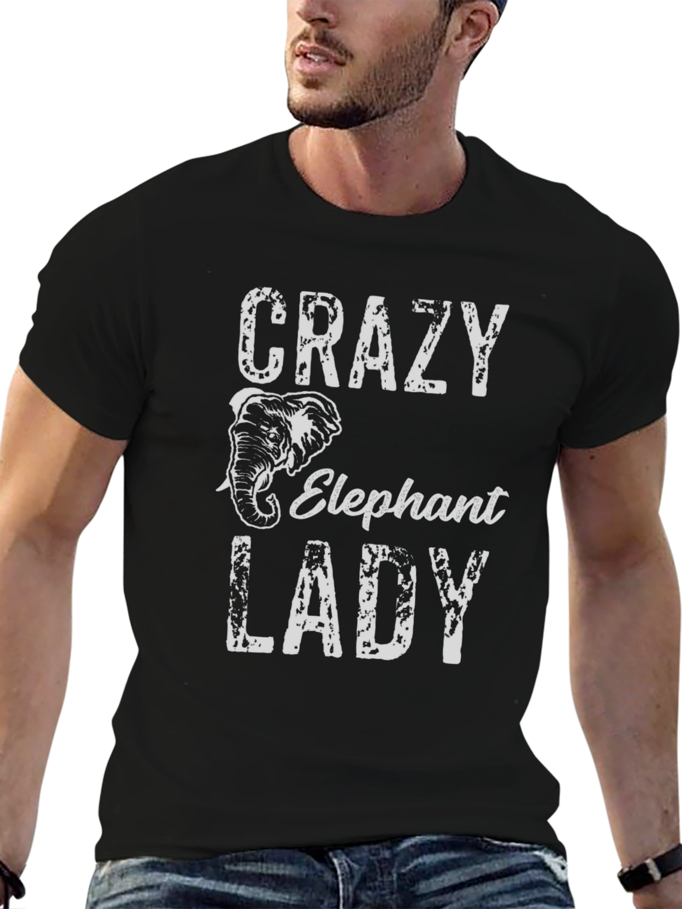 Crazy Elephant Lady Black T-Shirt