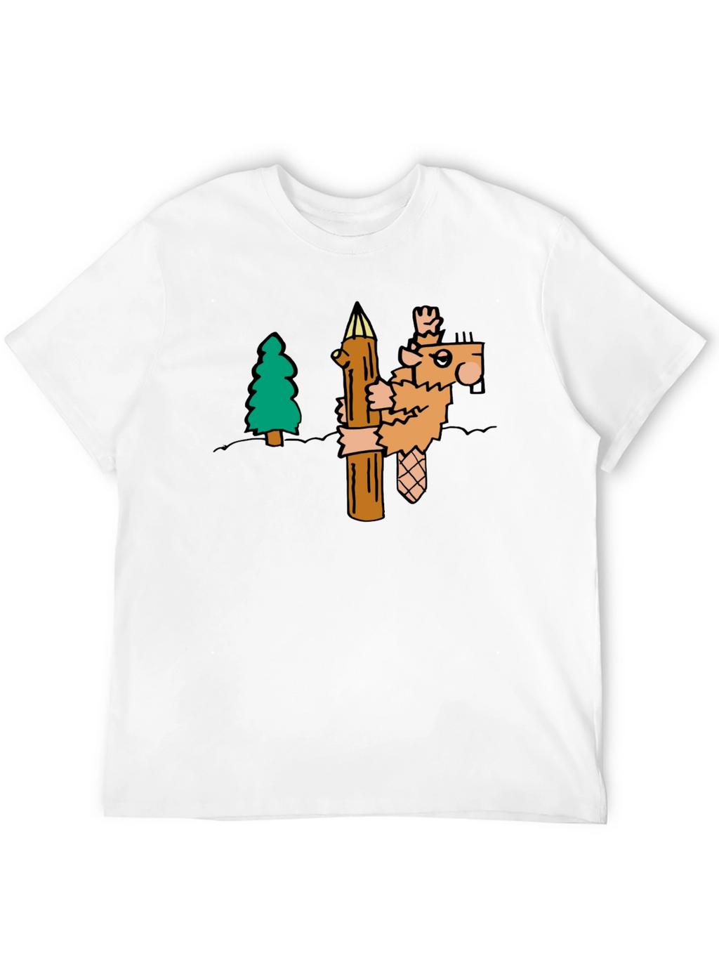 Funny Cartoon Beaver T-Shirt - Black