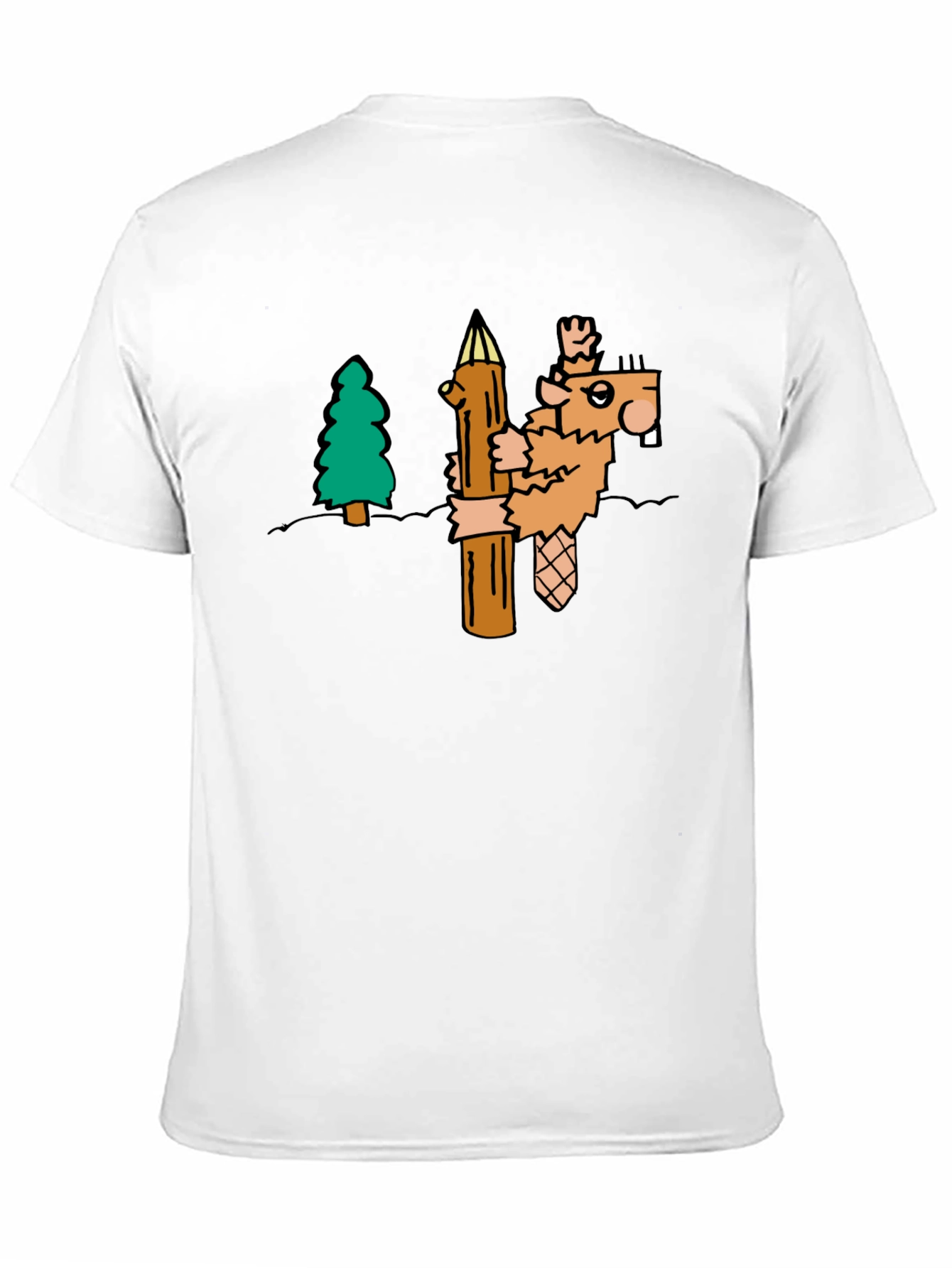 Funny Cartoon Beaver T-Shirt - Black