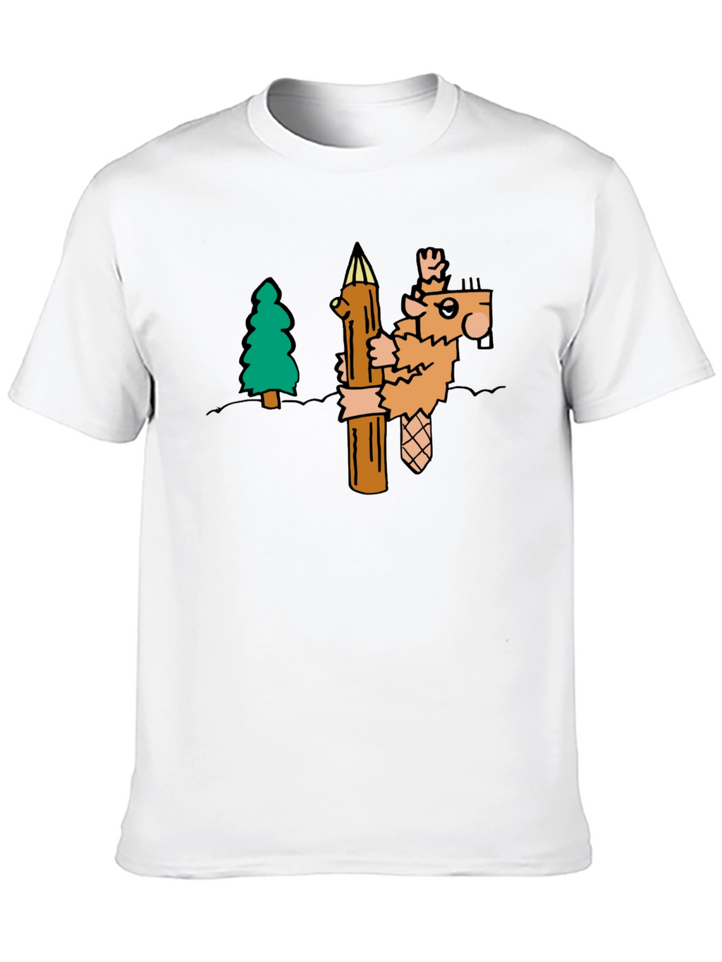 Funny Cartoon Beaver T-Shirt - Black