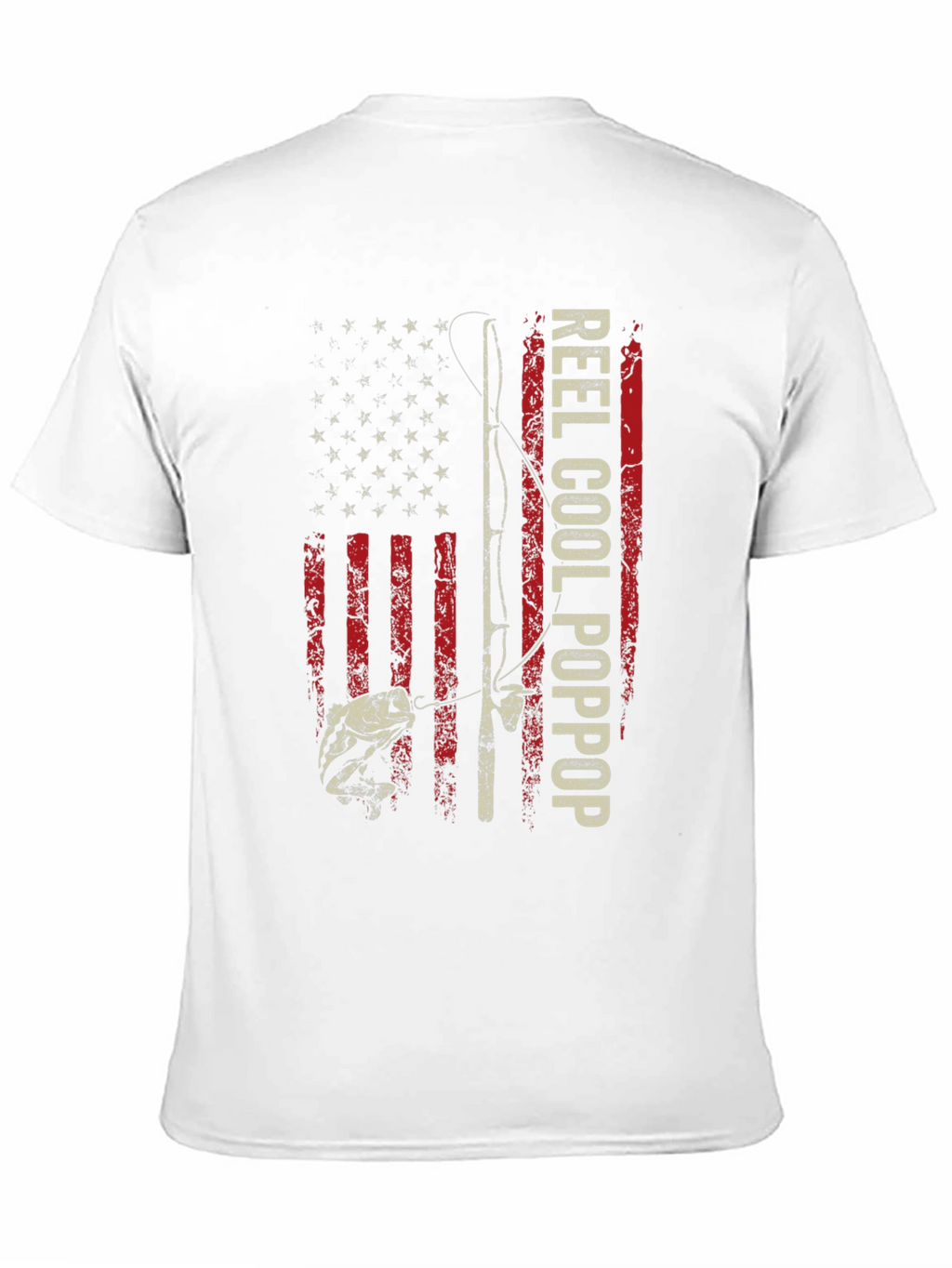 Reel Cool Poppop Fishing USA Flag Graphic Tee