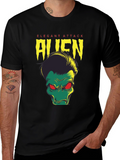 Elegant Attack Alien Graphic Tee - Black
