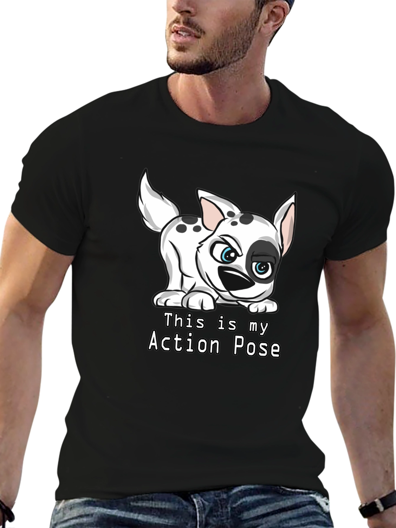 Dalmatian Action Pose Black T-Shirt