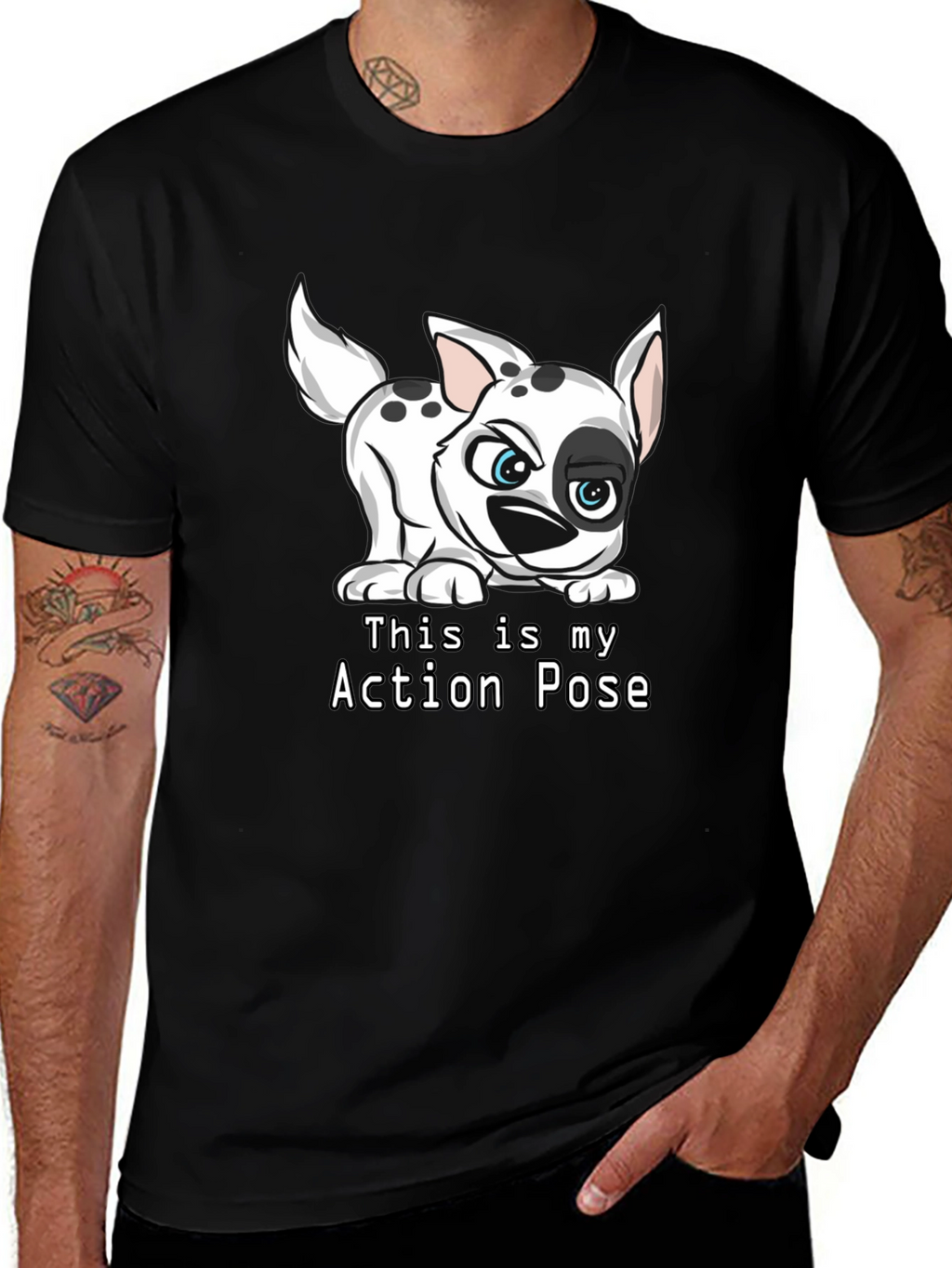 Dalmatian Action Pose Black T-Shirt