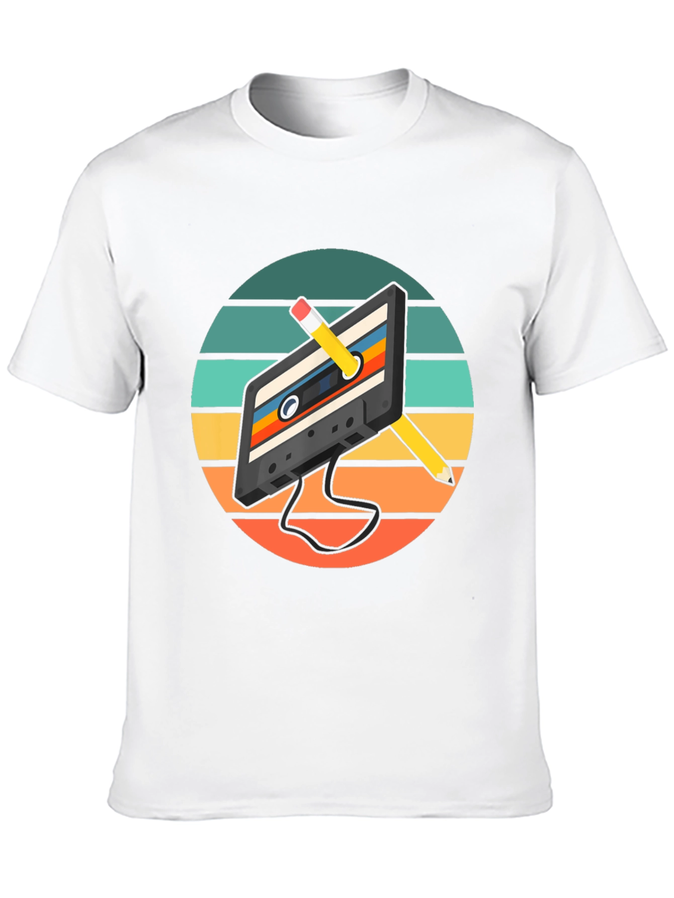 Retro Cassette Tape & Pencil Graphic Tee