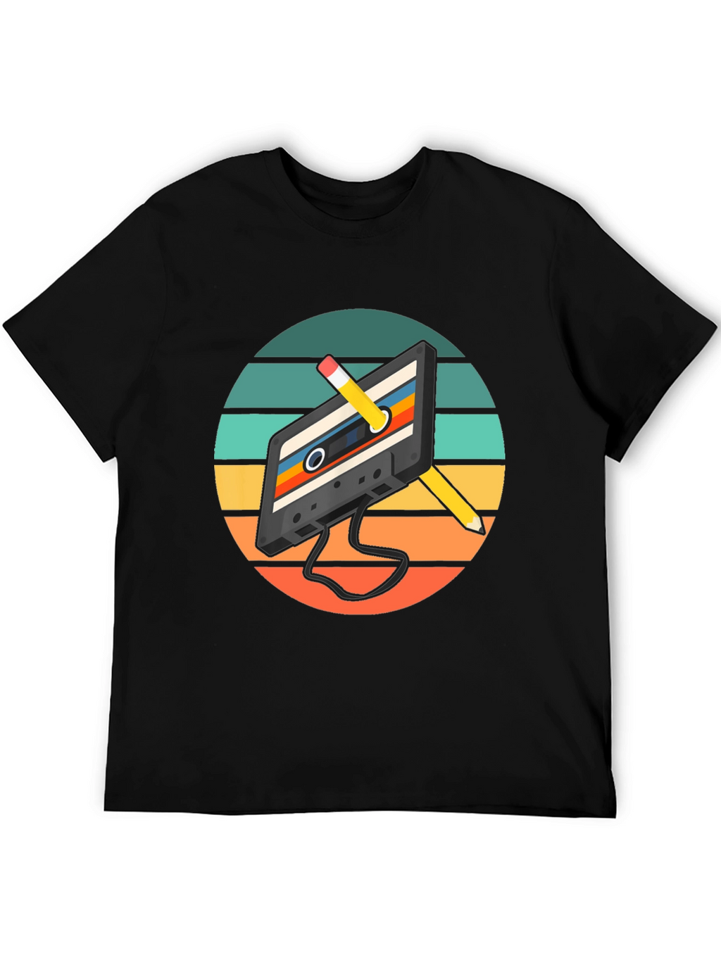 Retro Cassette Tape & Pencil Graphic Tee